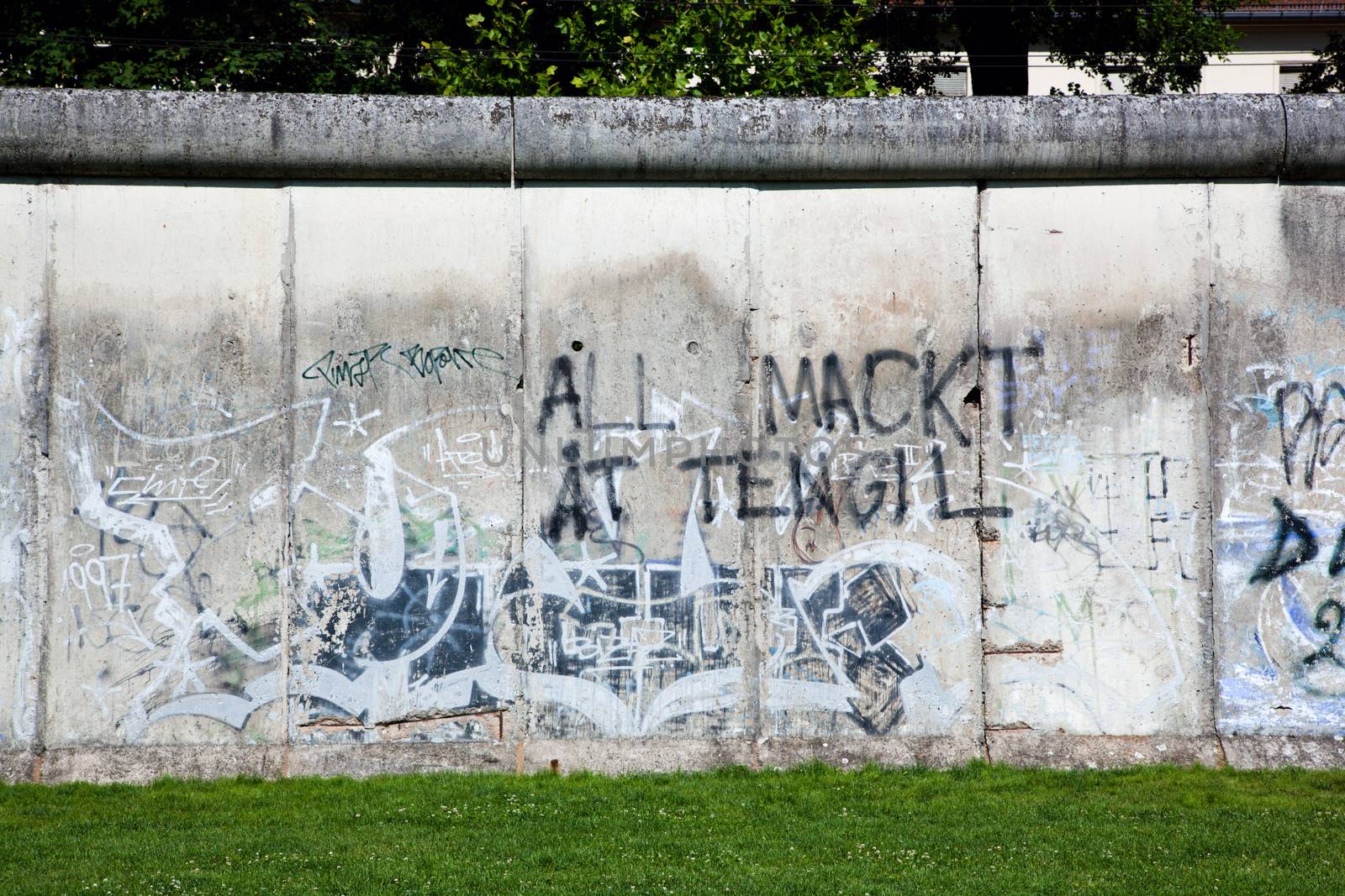 Berlin Wall Memorial with graffiti front view, good for background. The Gedenkstatte Berliner Mauer 