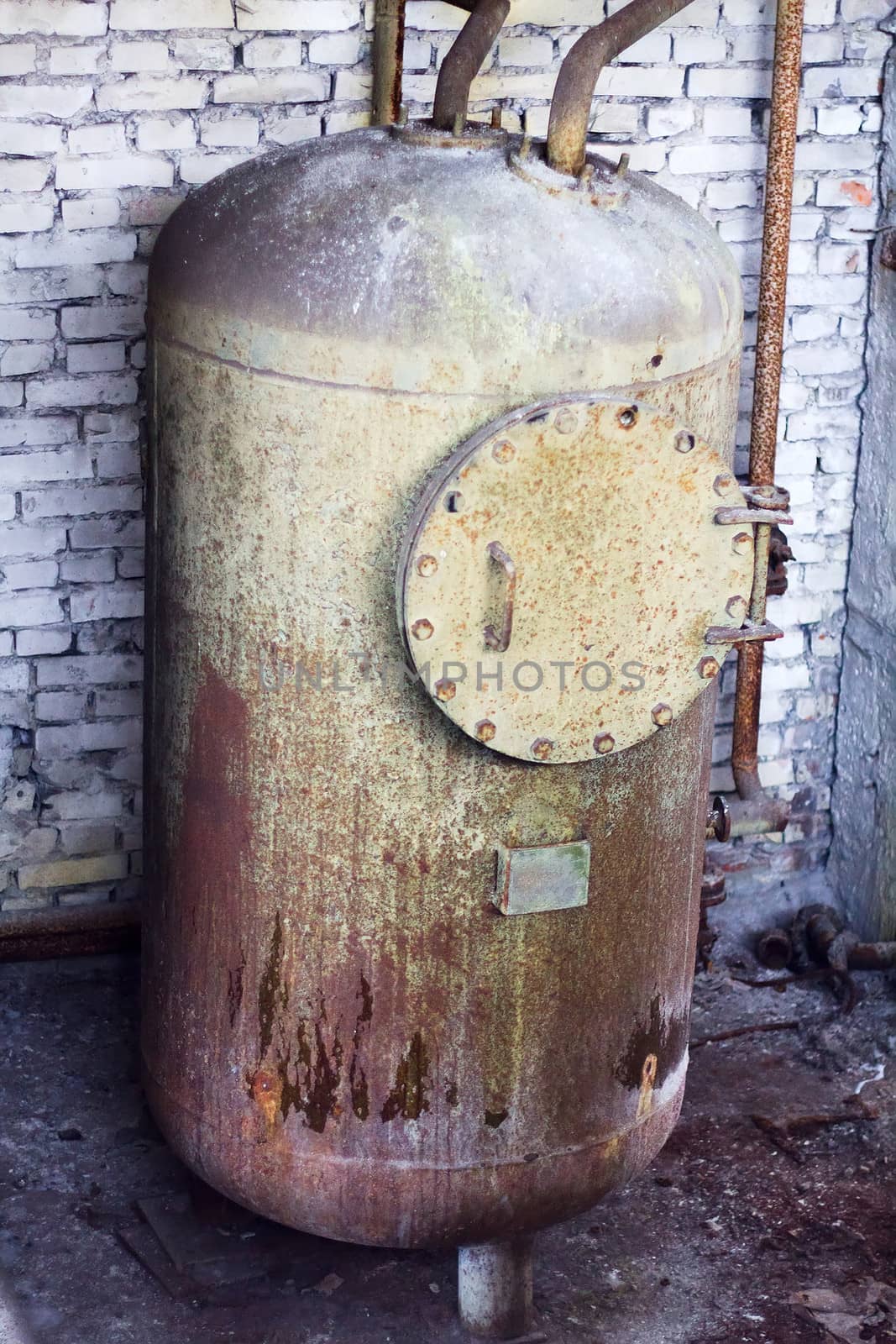 in factory abandon on production of cement, close ups