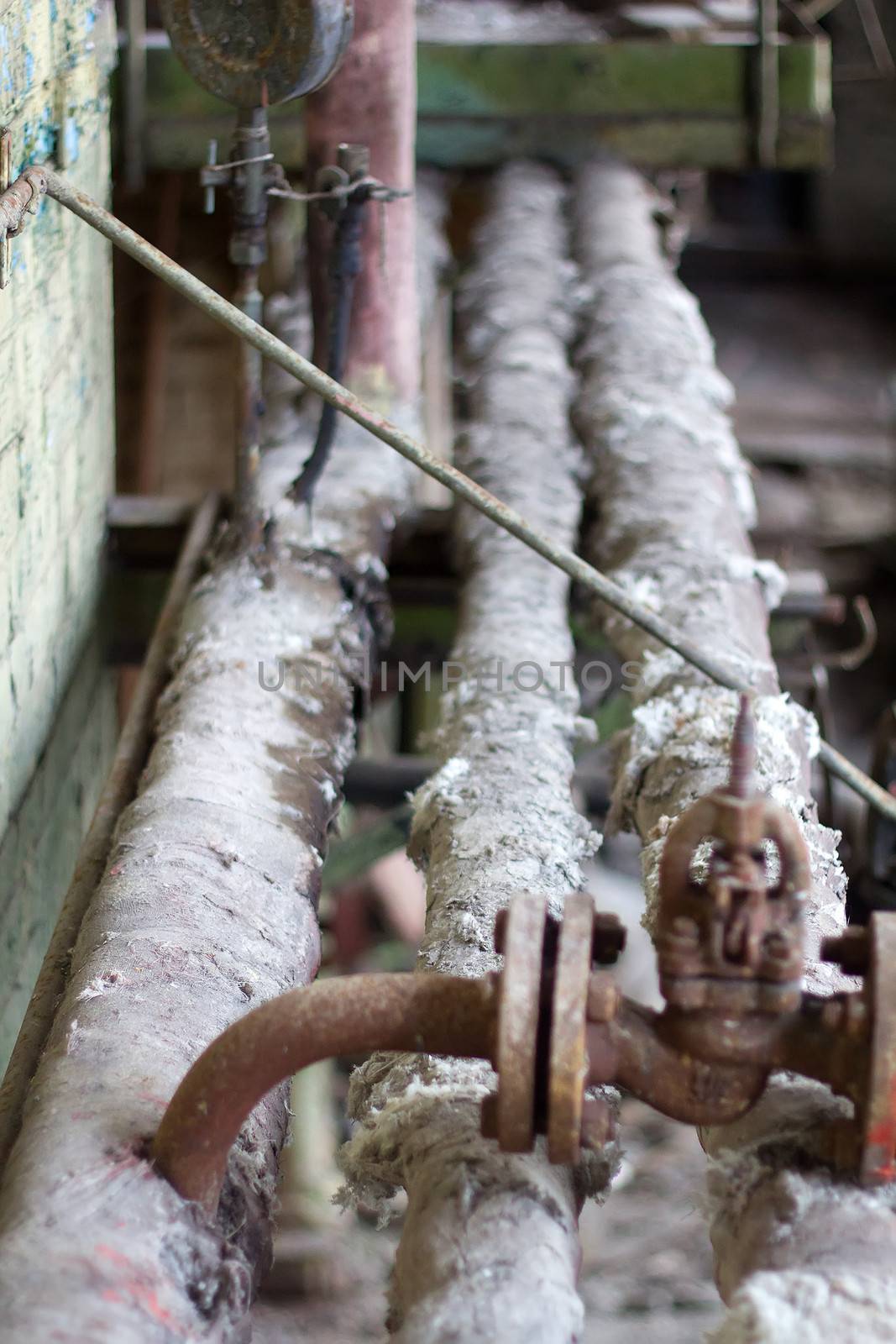 in factory abandon on production of cement, close ups