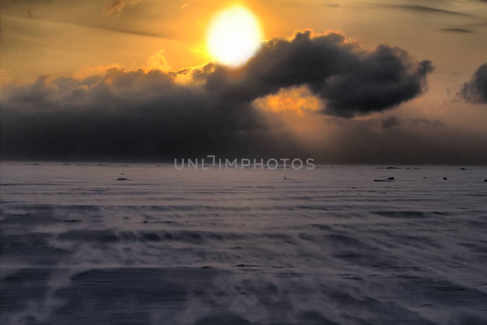 prompt weather changing in the winter on the sea