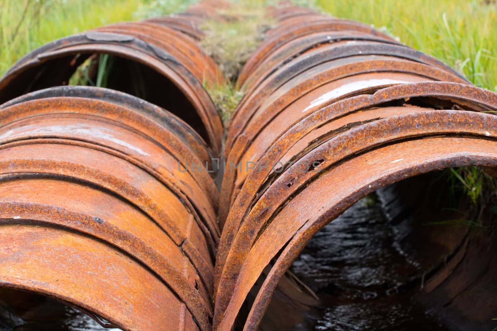 the pipeline among North permafrost from old barrels