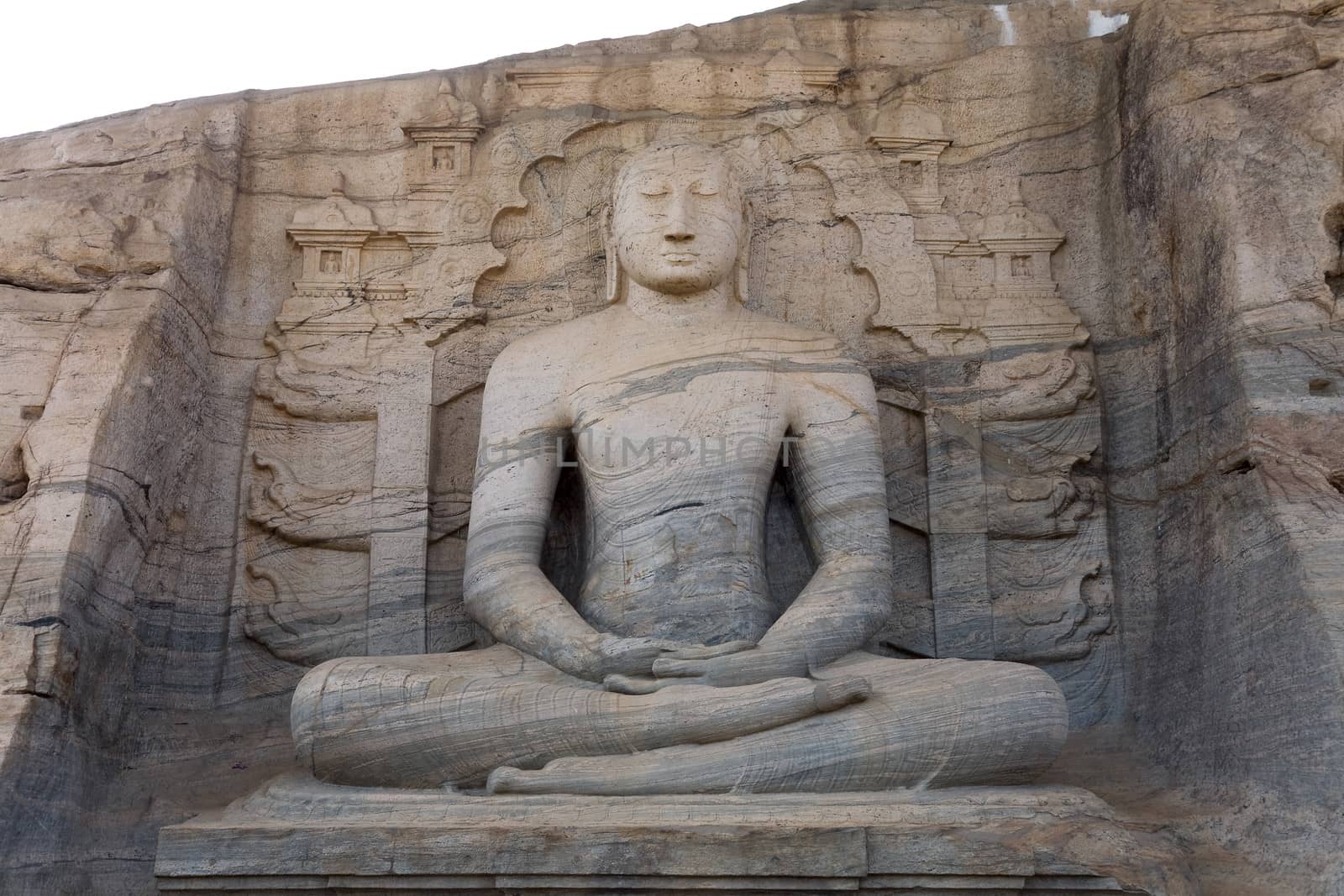 Ancient sitting Buddha image, Gal Vihara, Polonnaruwa, Sri Lanka 