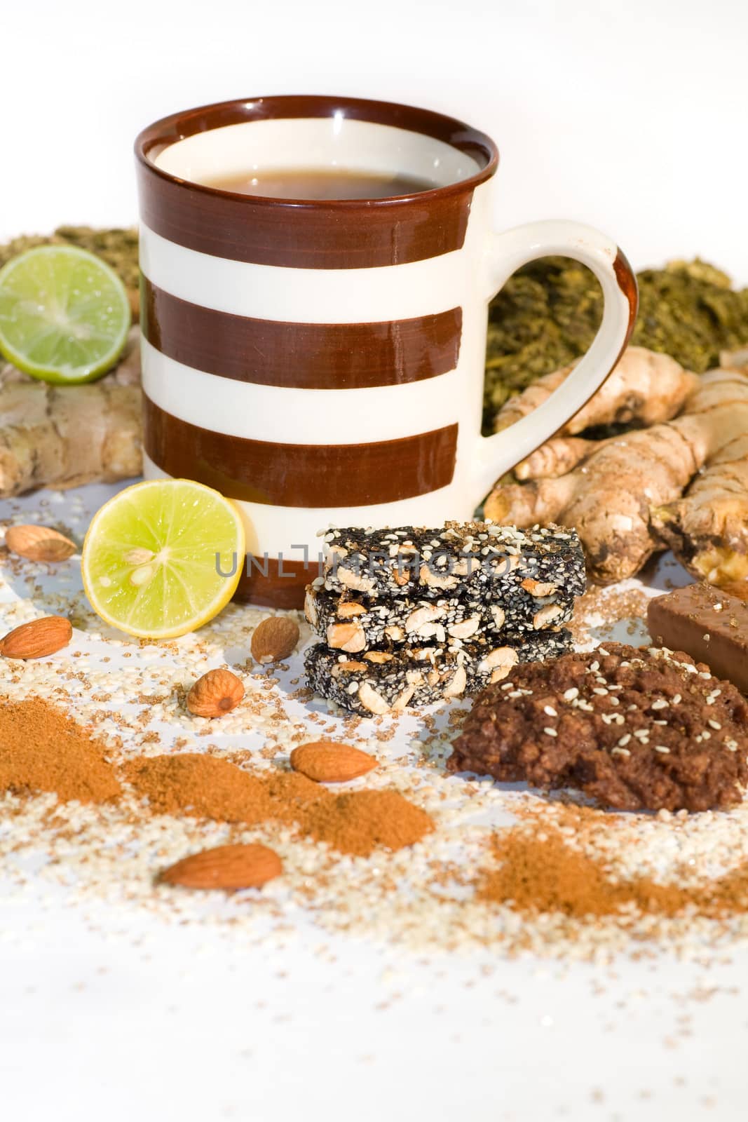 cup of tea with ingredients for tea by foryouinf