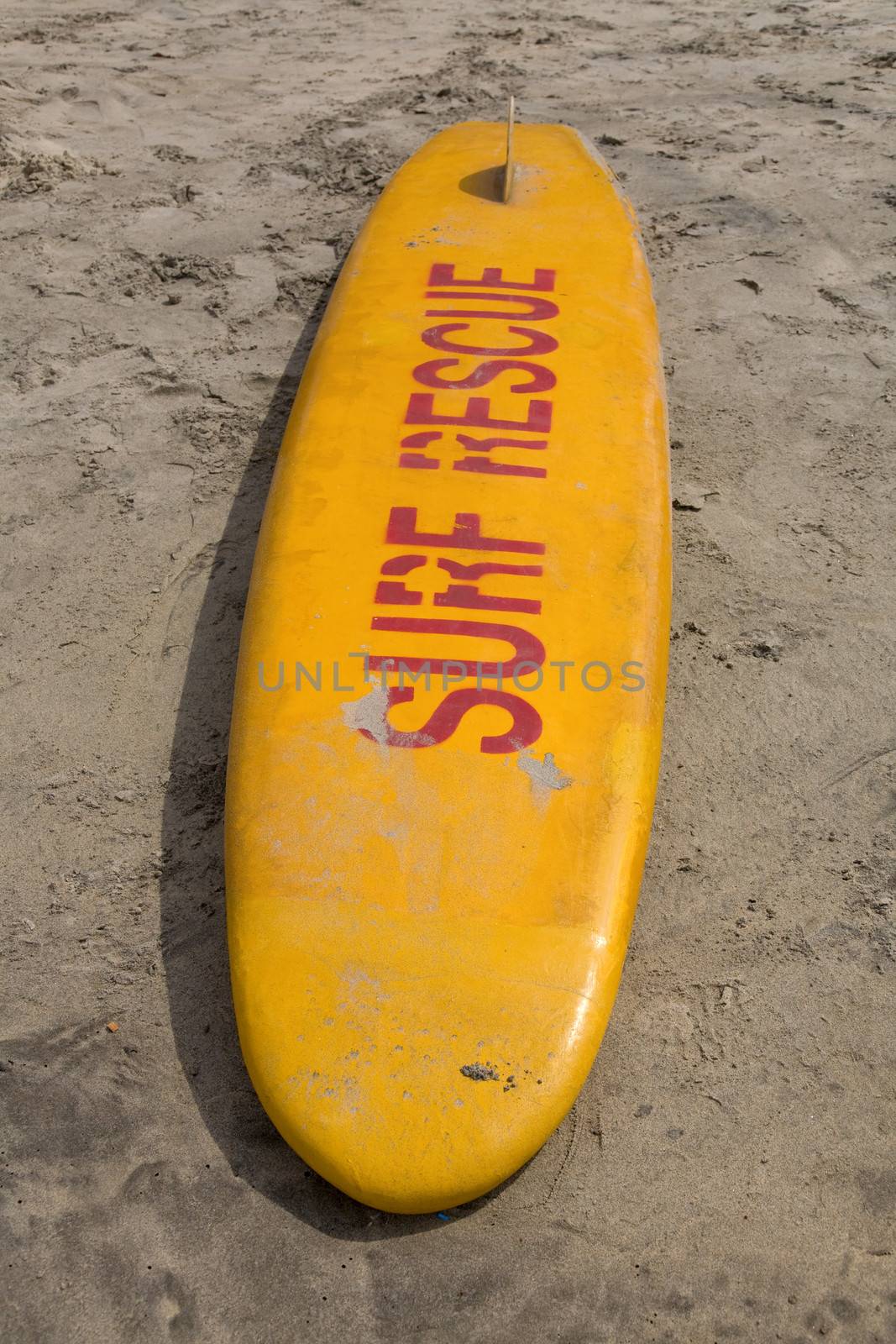 Lifeguard surf board on the beach