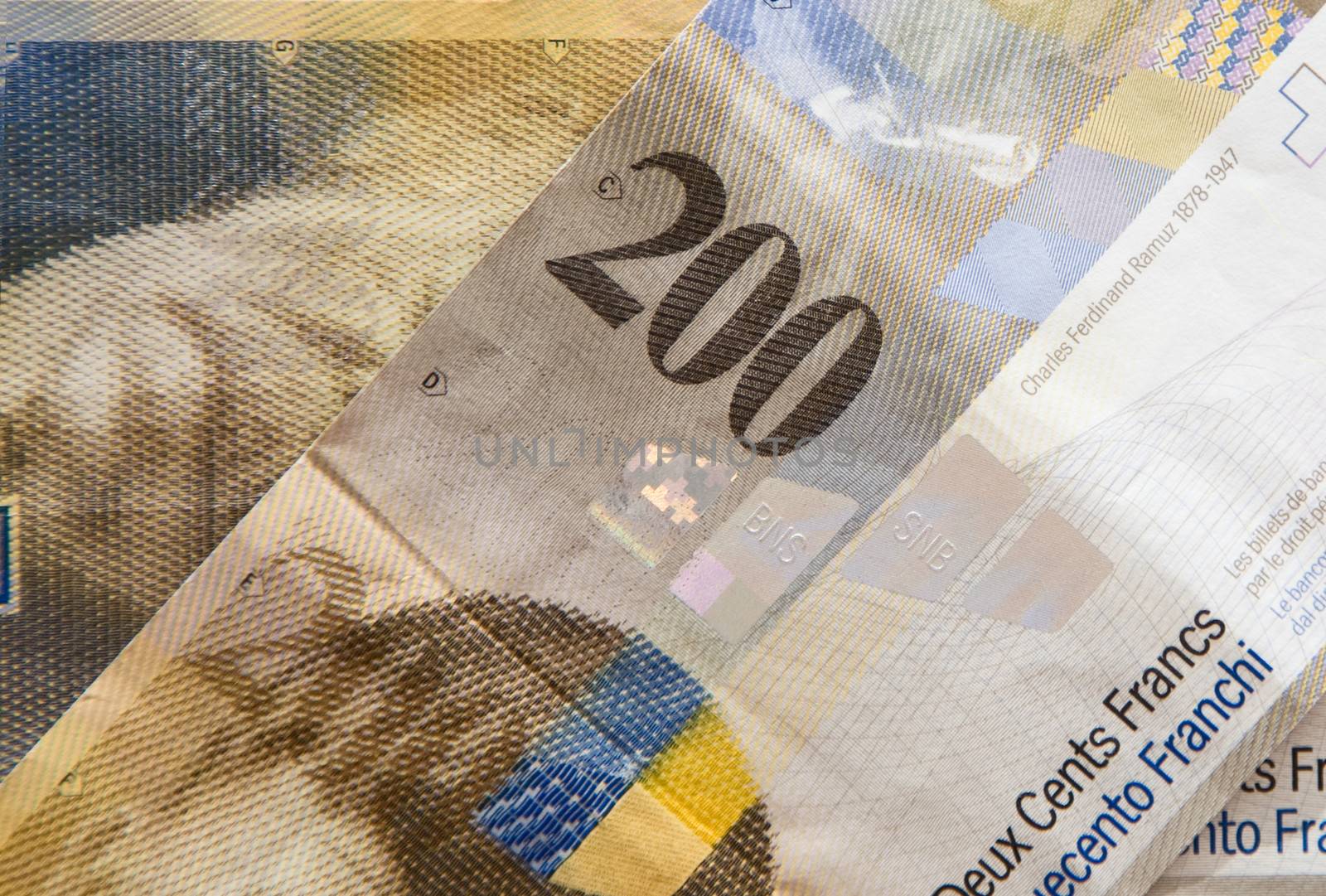 Swiss francs. Money and bank notes in Switzerland 