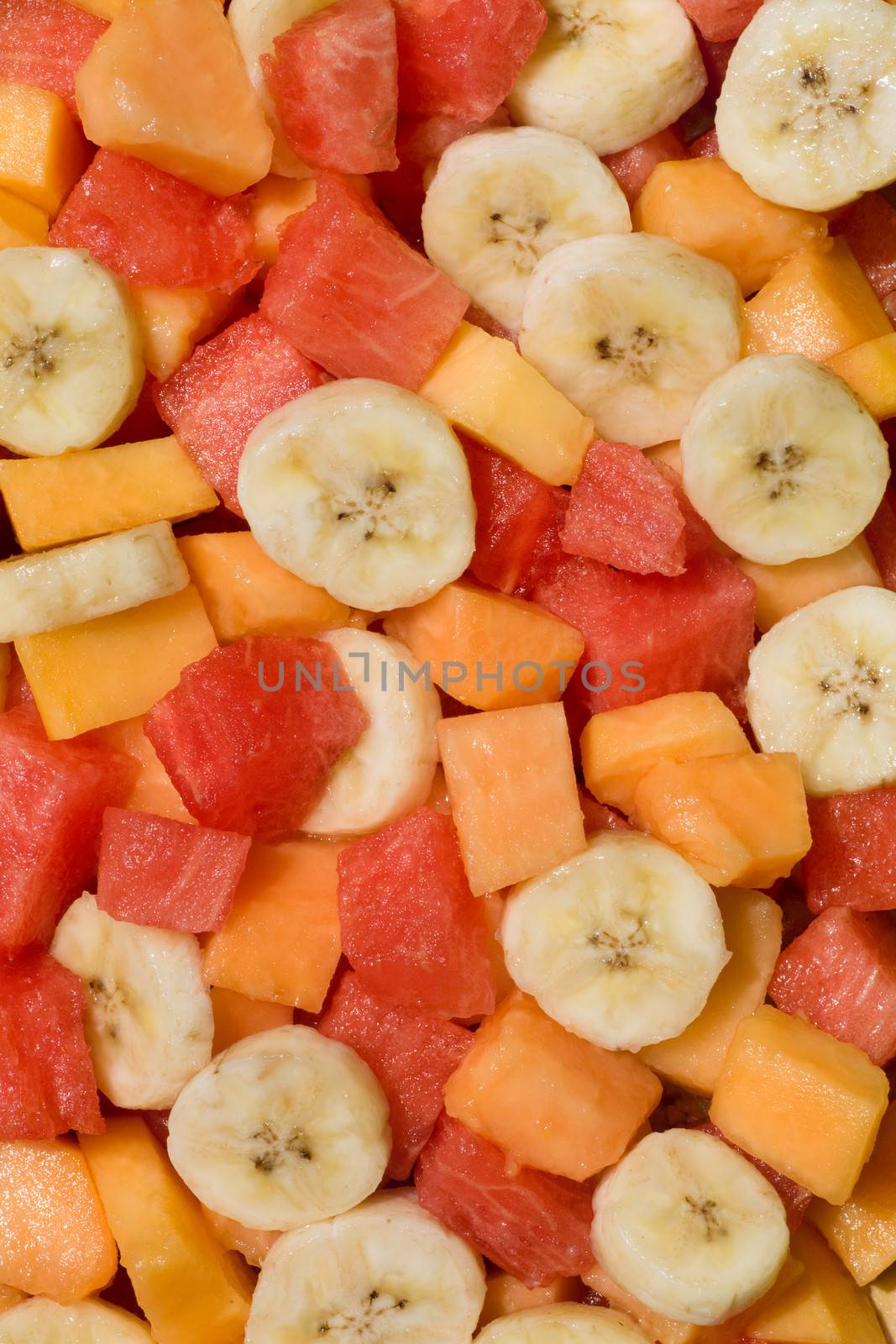 Fresh mixed fruit salad with banana, papaya,watermelon