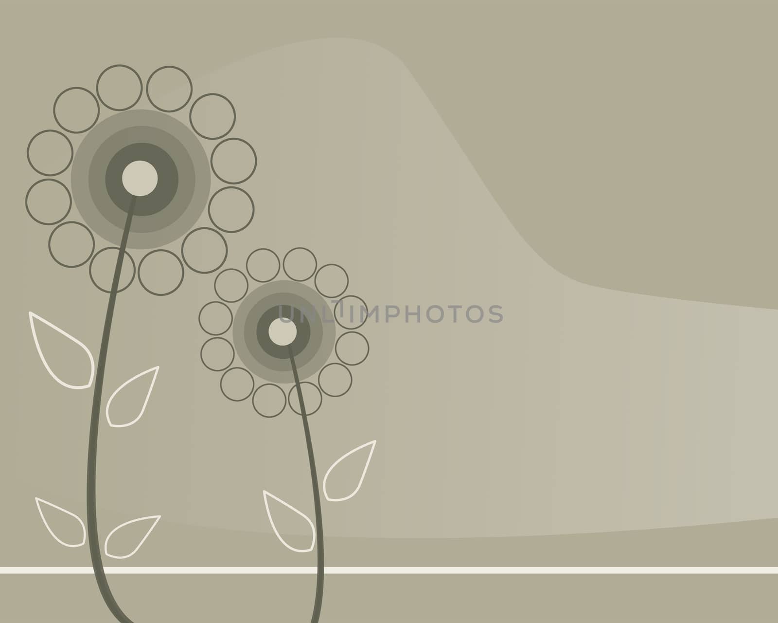 Delicate garden in abstract style made in 2d software