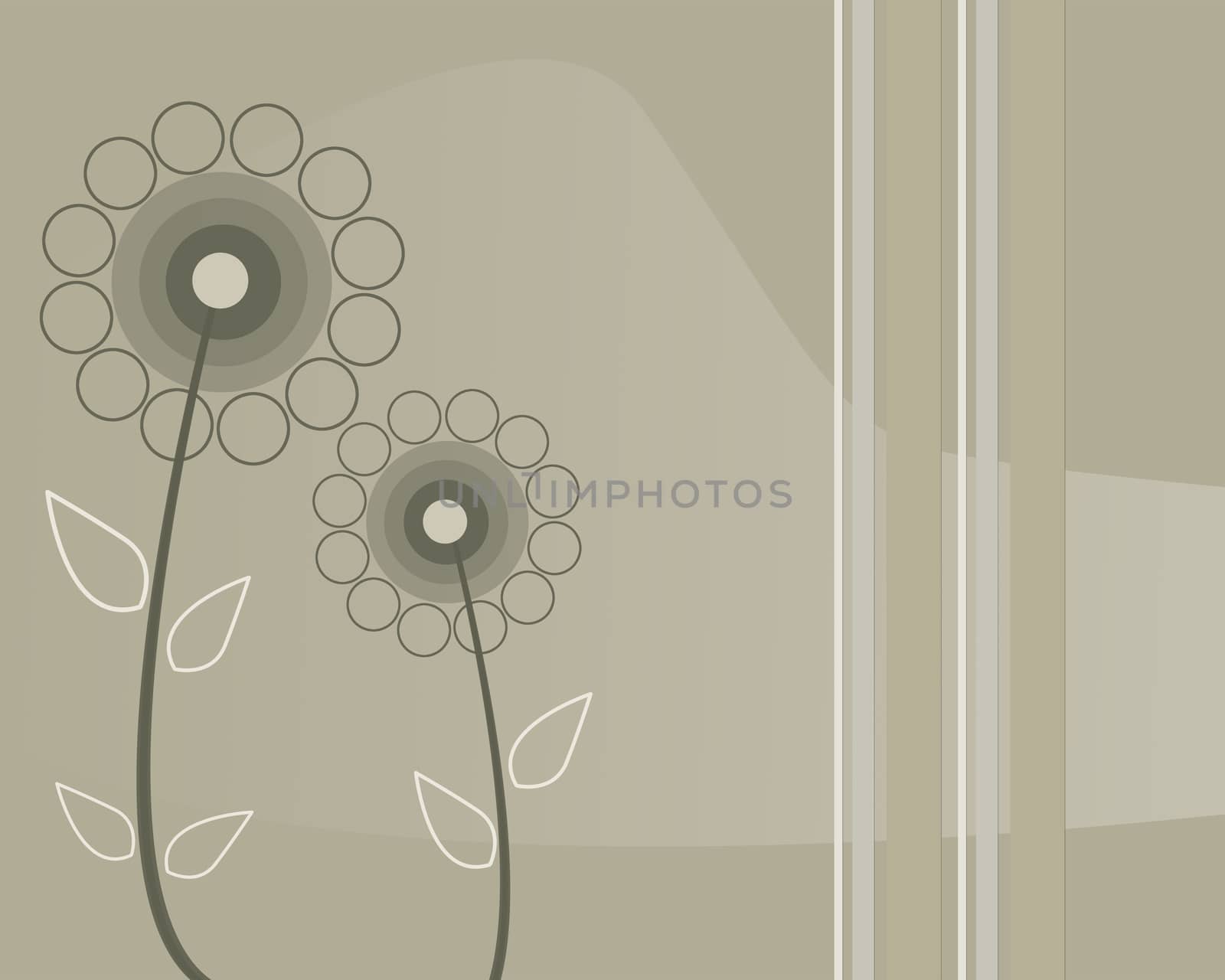 Delicate garden in abstract style made in 2d software