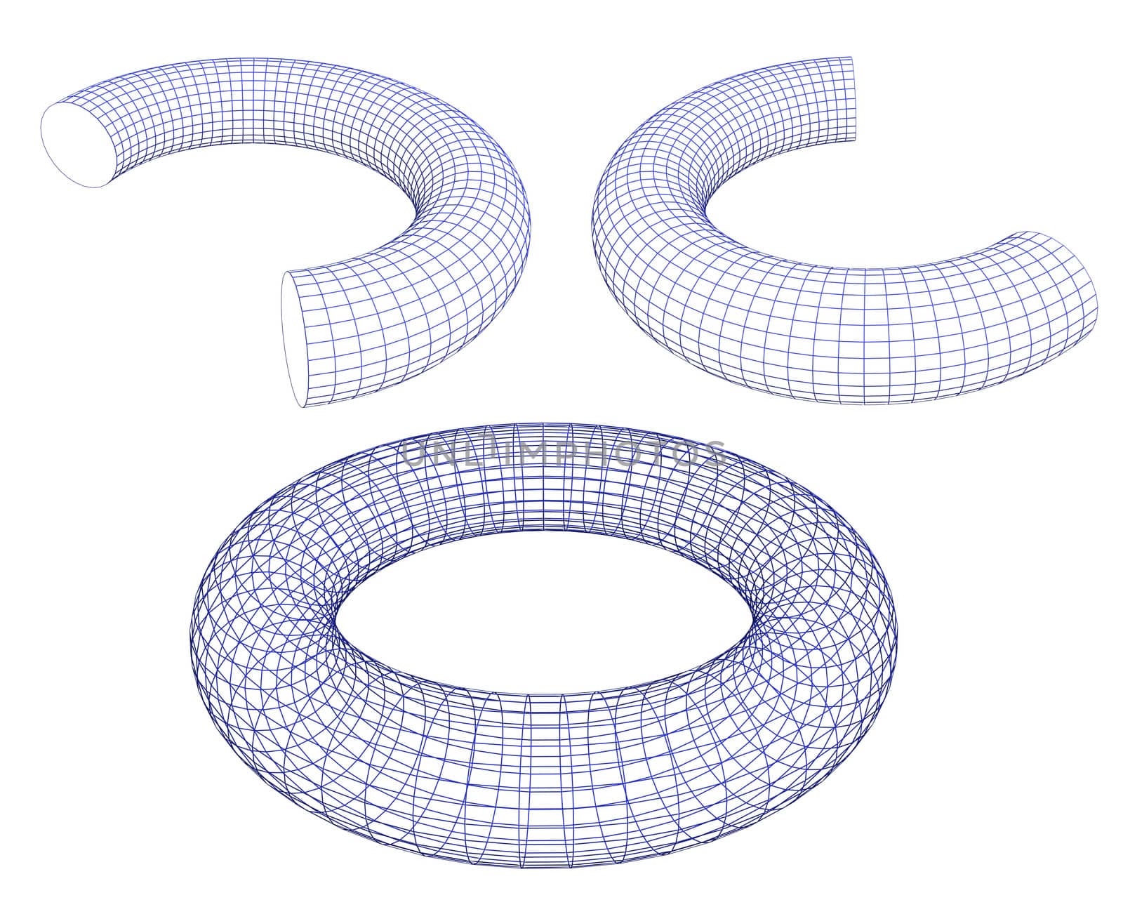 3d torus shapes  wireframe ready for editing and simple for every design  isolated on white background