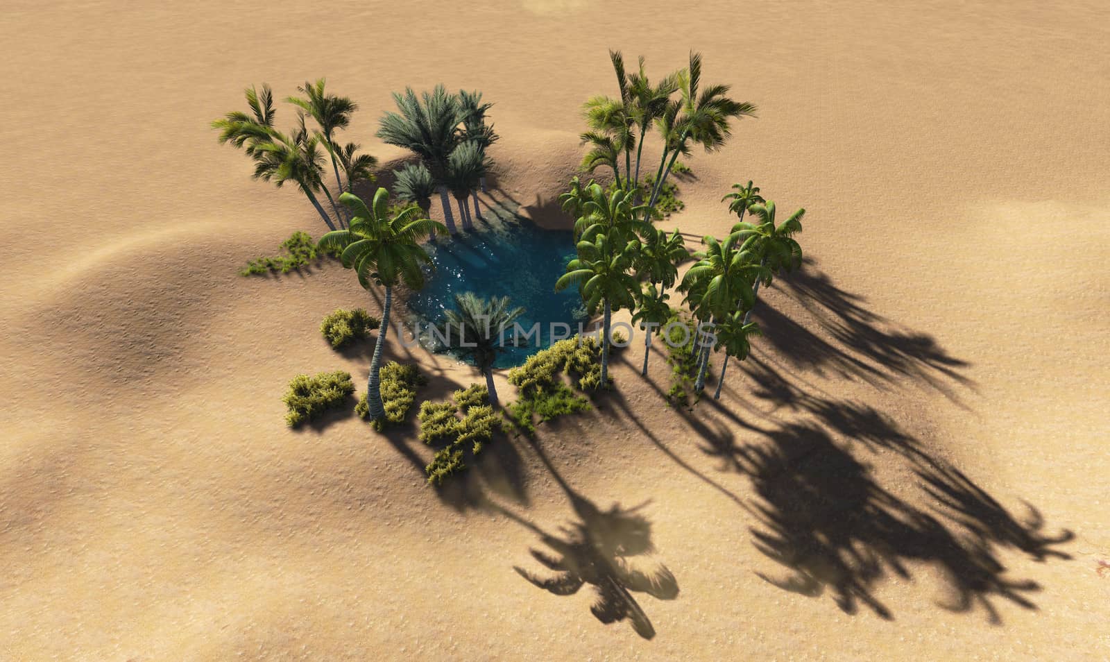 Oasis in the desert made in 3d software