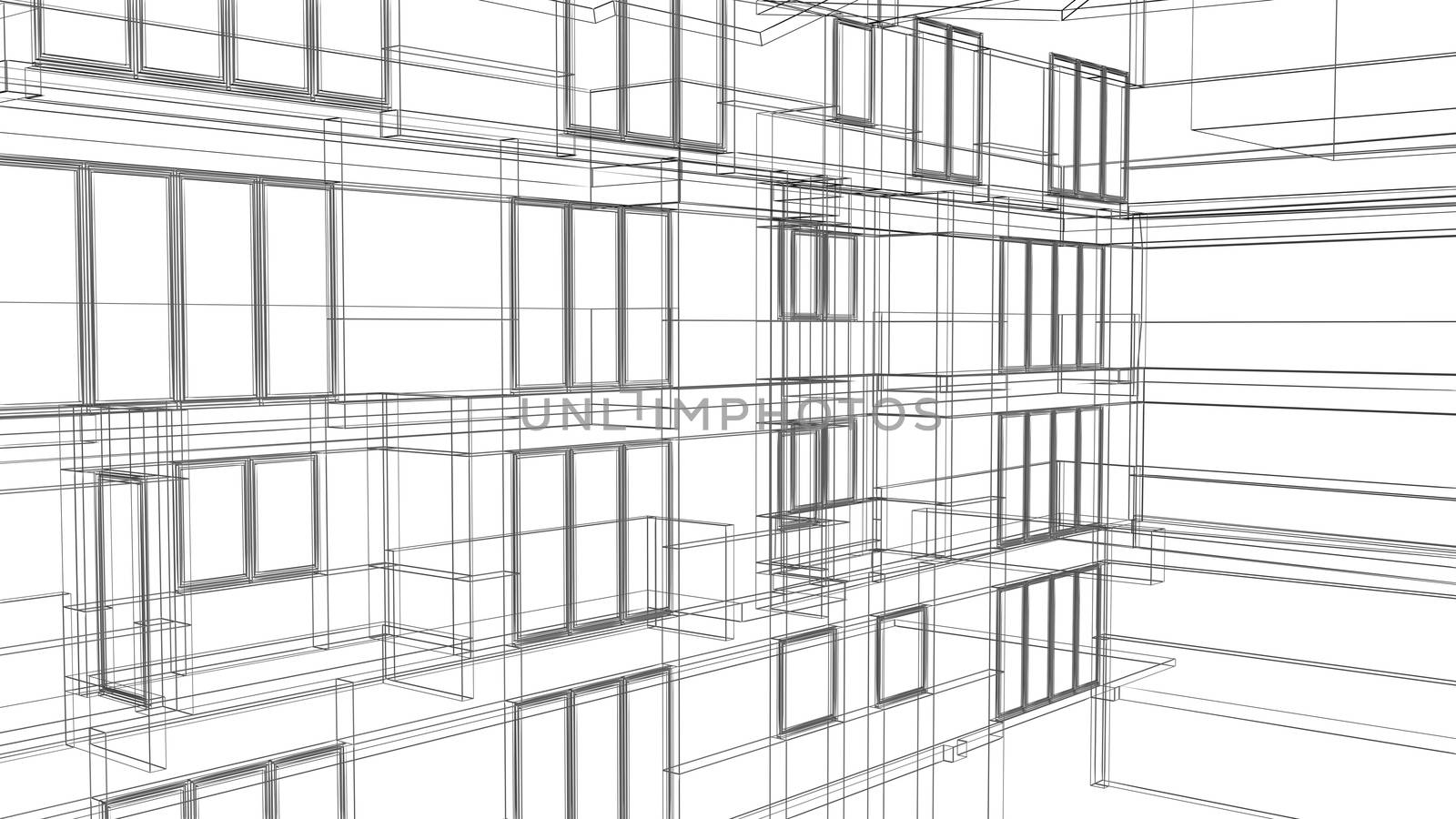 Wire Frame Architectural Background made in 3d software