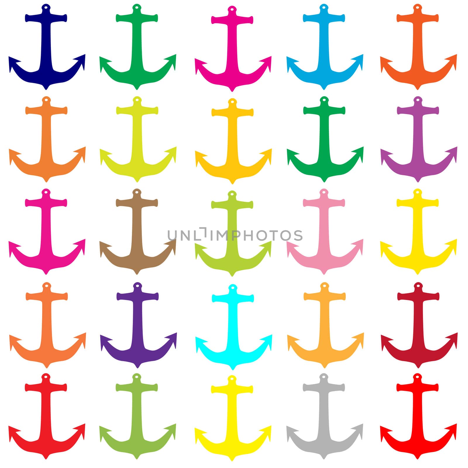 A pattern of anchors in different colors.