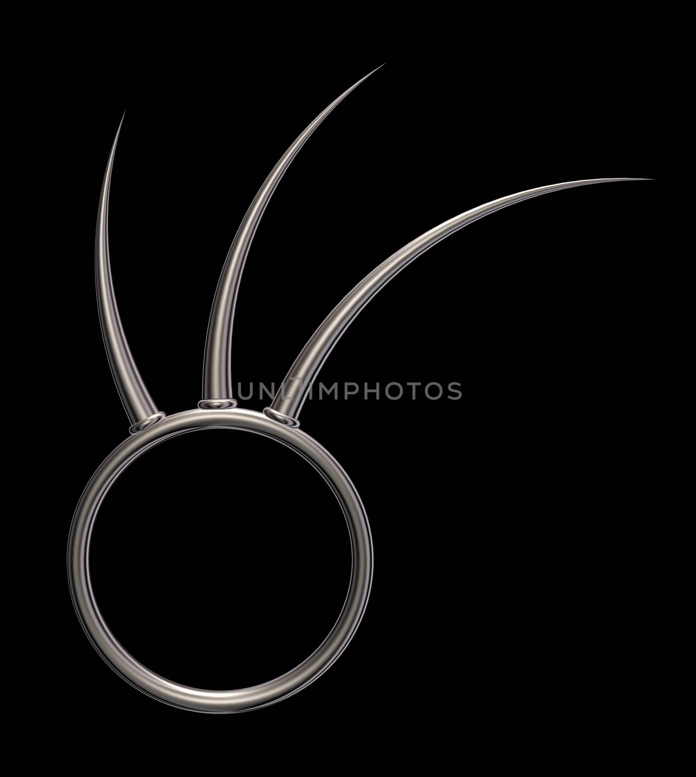 metal ring with prickles on black background - 3d illustration