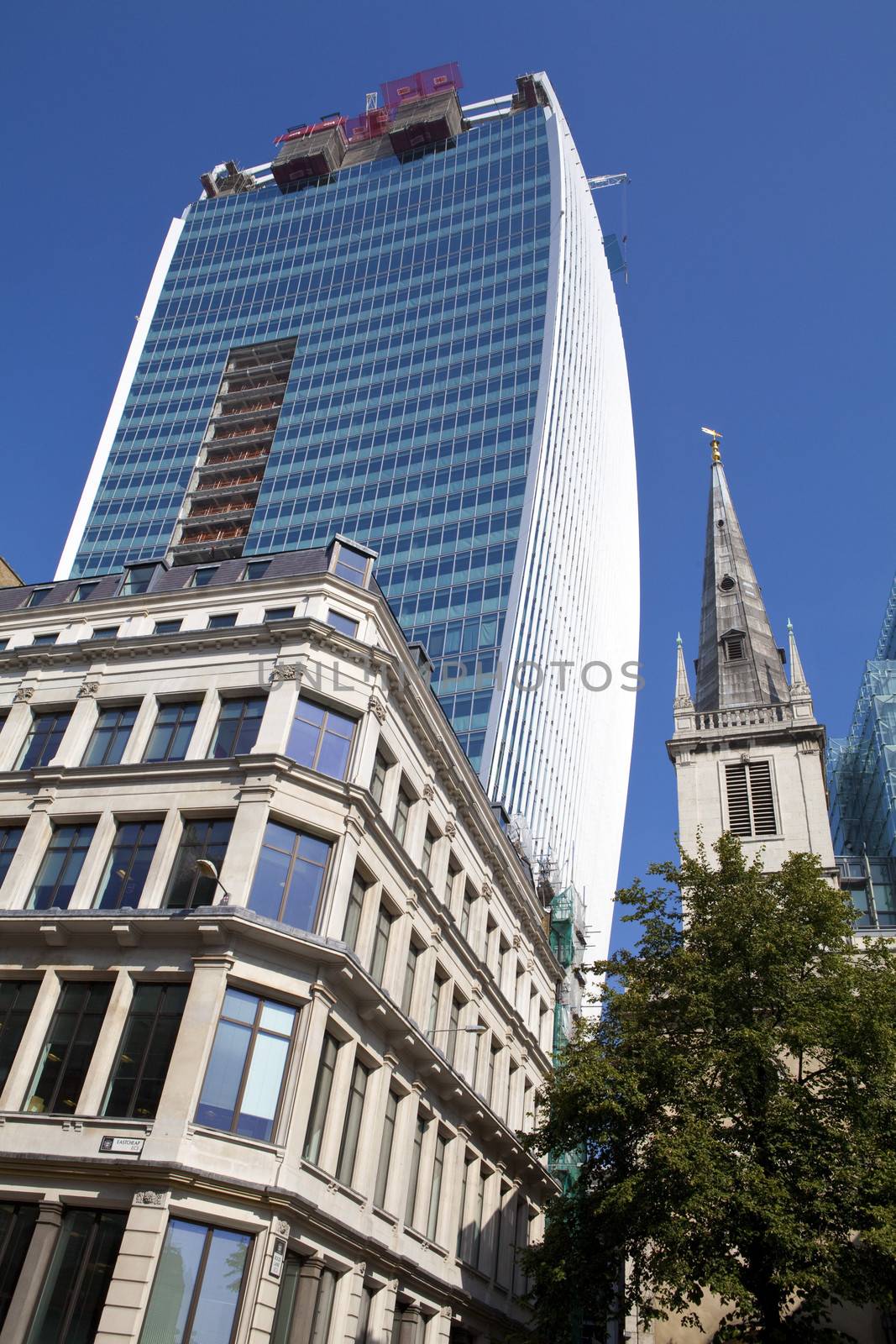 The "Walkie Talkie" building which is currently being constructed at 20 Fenchurch Street in the City of London.