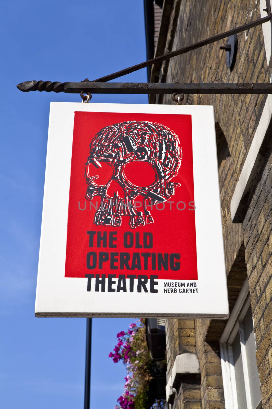 The entrance sign for the Old Operating Theatre and Herb Garret in London.