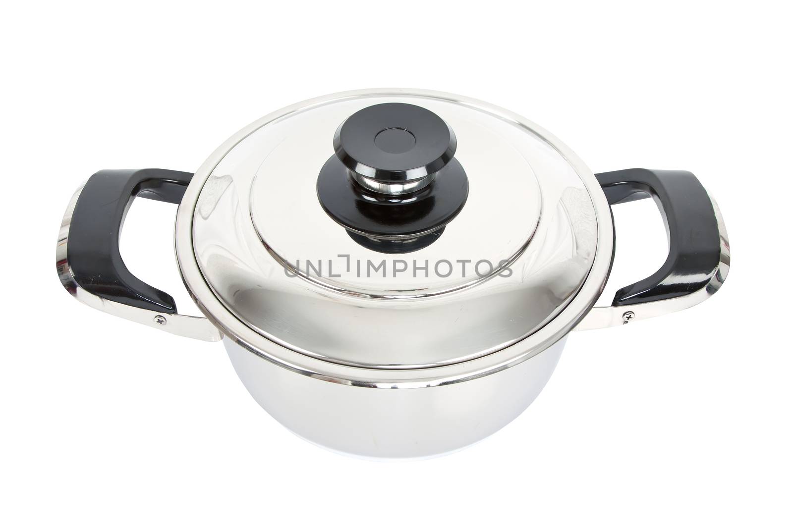 stainless steel cooking pot isolated on white background