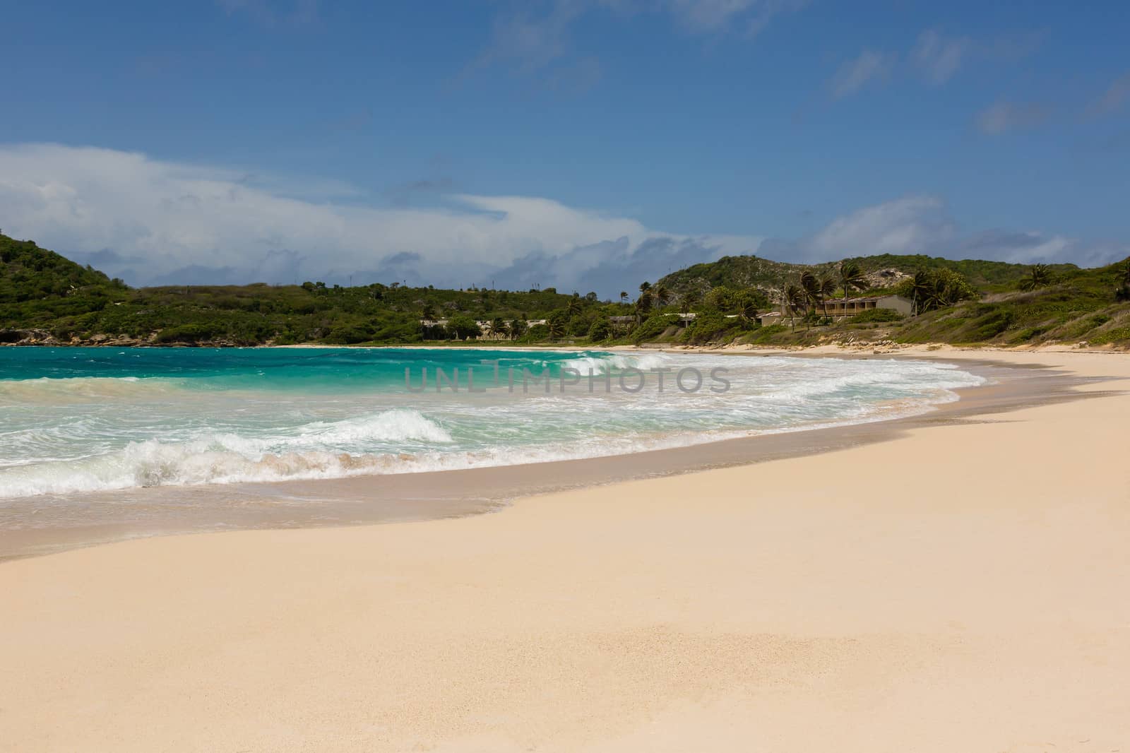 Beautiful Golden Sandy Beach at Half Moon Bay Antigua in the Sunshine