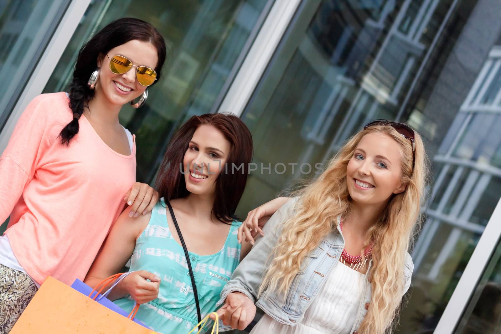 two attractive young girls women on shopping tour by juniart