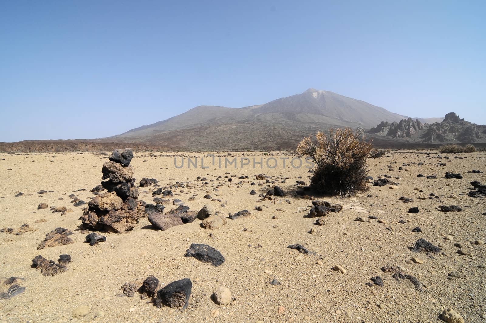 Sand and Rocks Desert on Teide Volcano, in Canary Islands, Spain