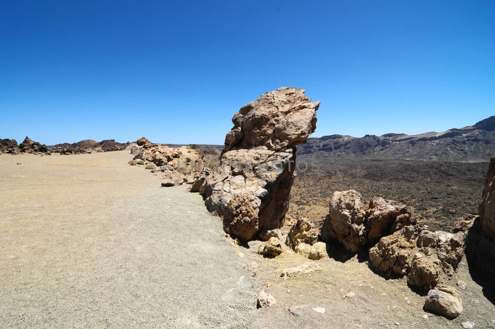 Sand and Rocks Desert on Teide Volcano, in Canary Islands, Spain