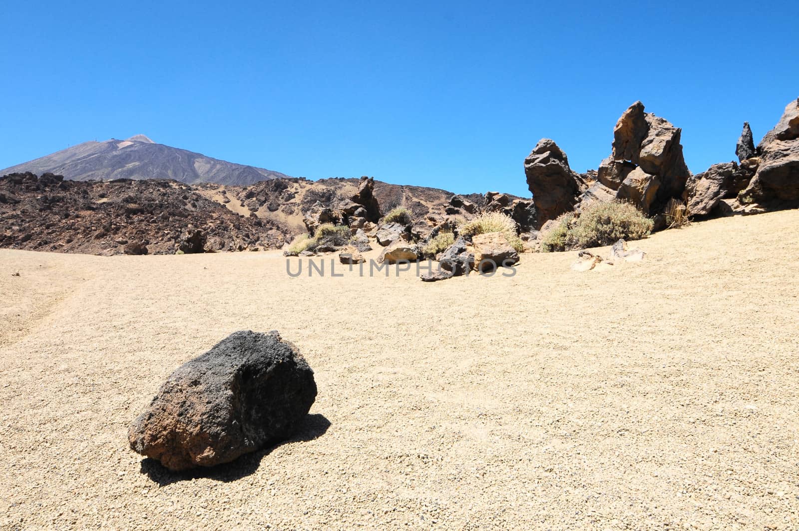 Sand and Rocks Desert on Teide Volcano, in Canary Islands, Spain