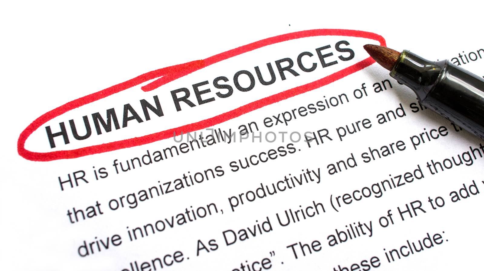 Human resources explanation with heading circled in red.