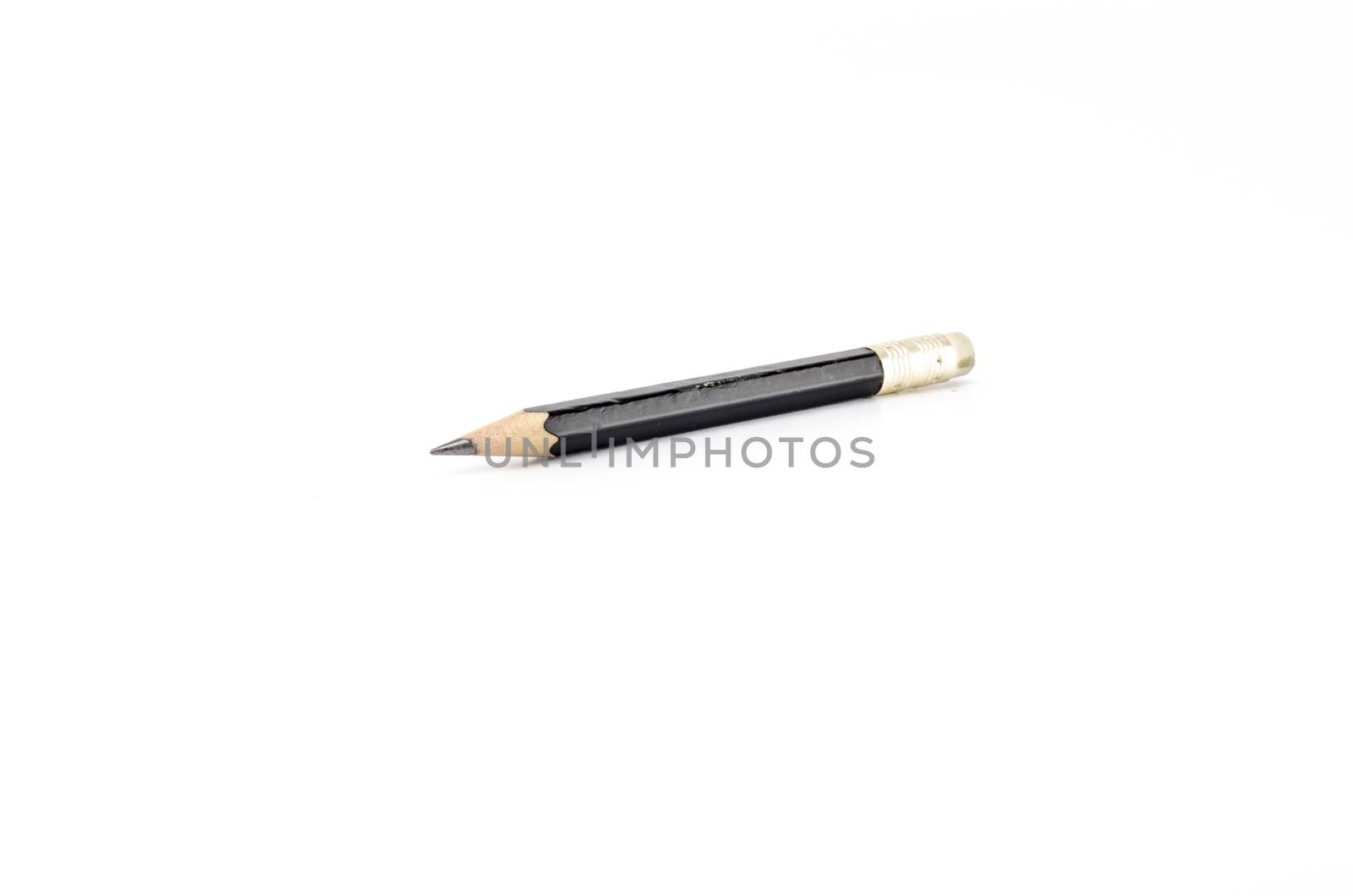 short black pencil isolated on white background