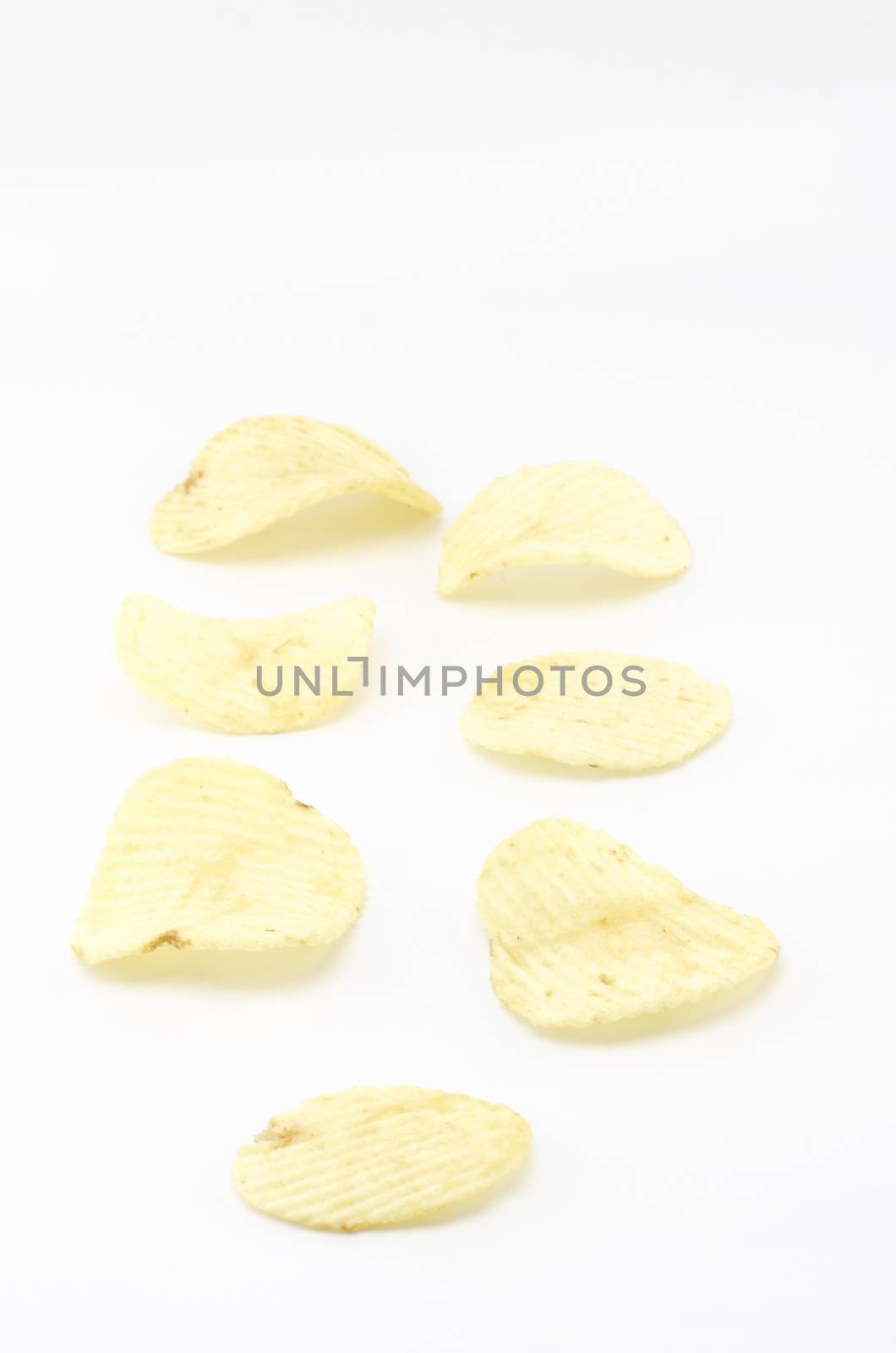 snack potato chips isolated on white background