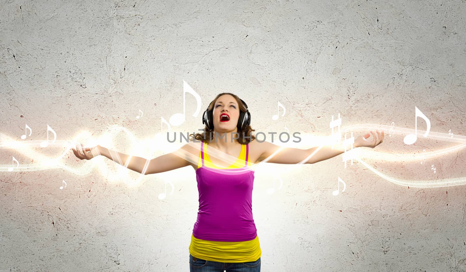 Young girl singing by sergey_nivens