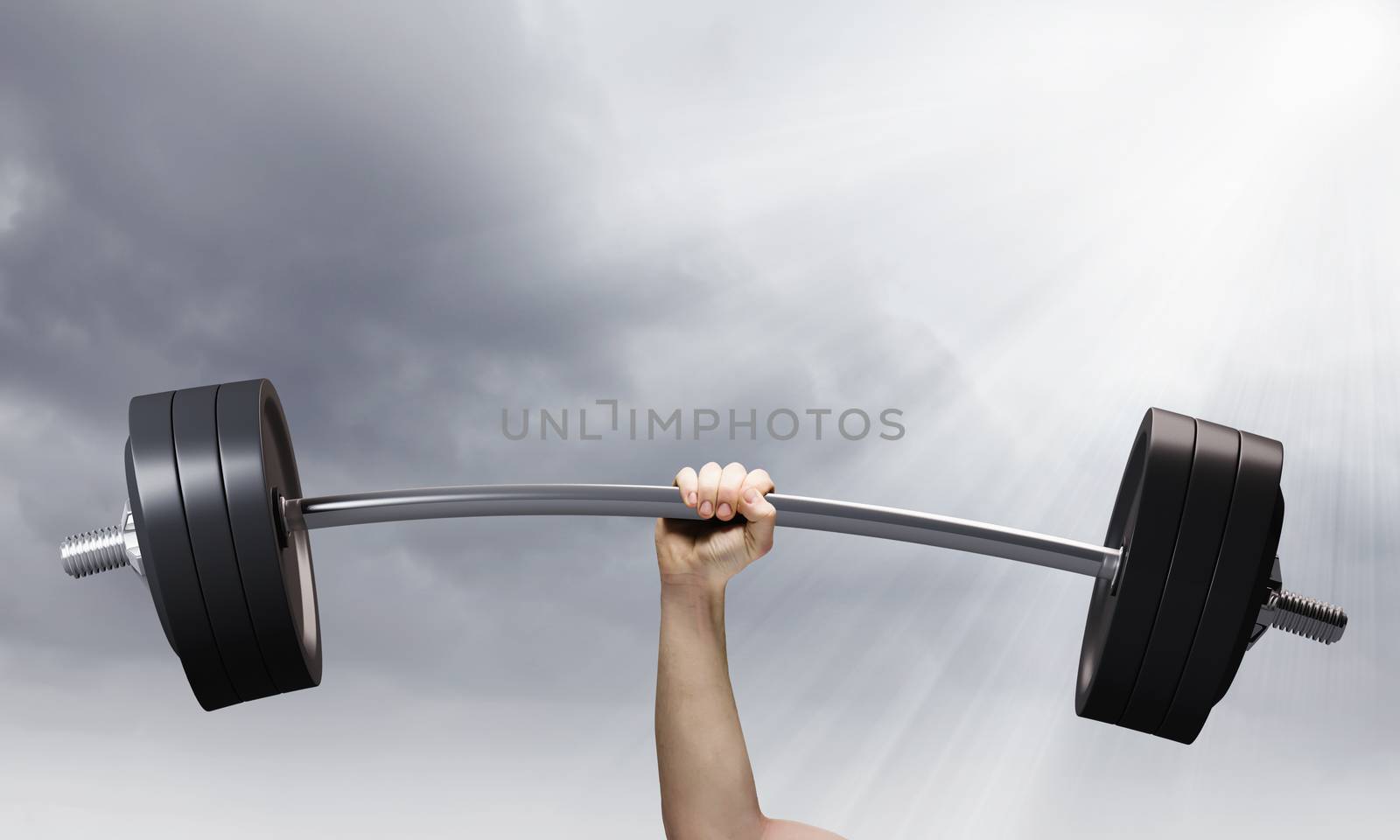 Lifting barbell above head. Strength and power
