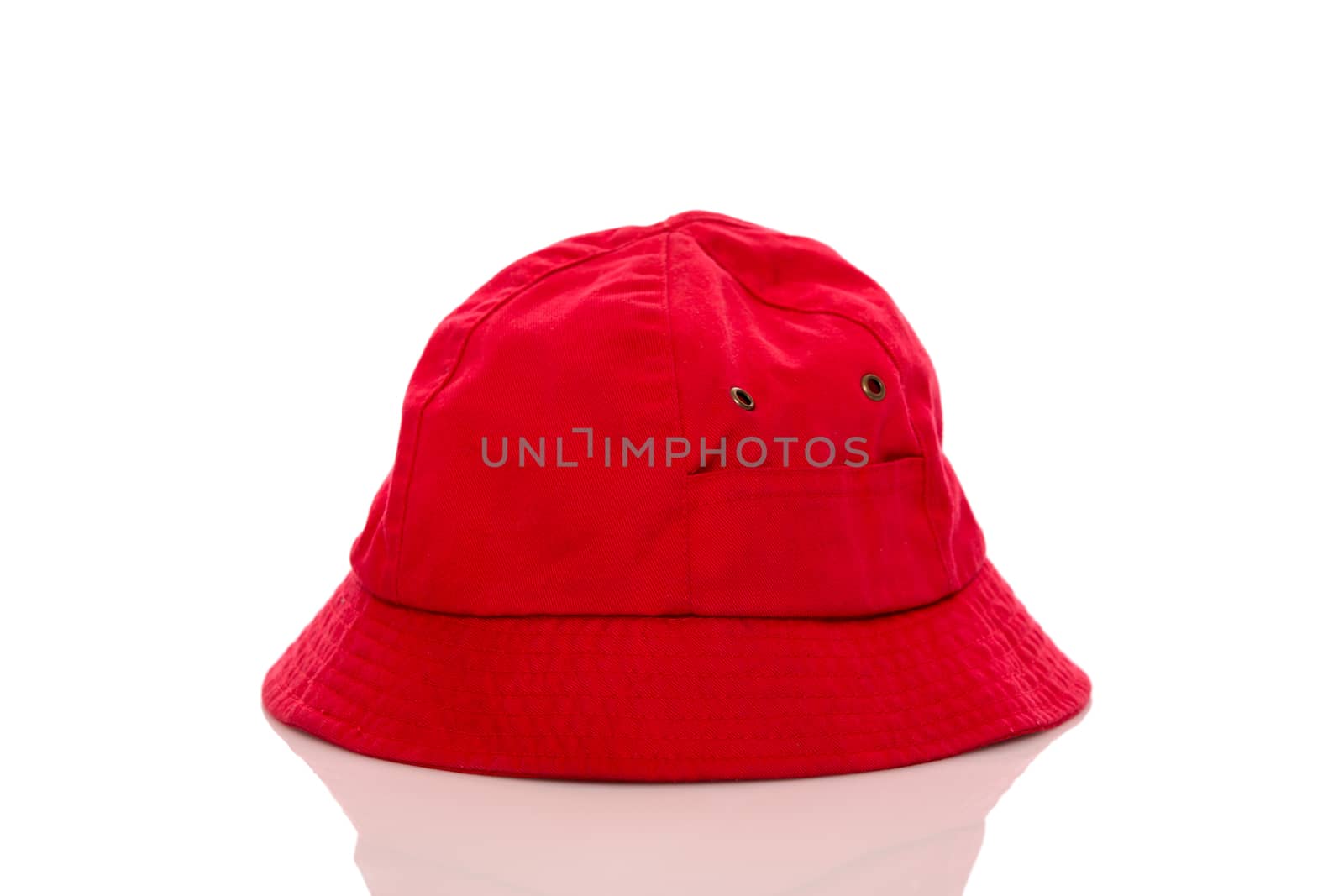 Red fisherman hat isolated on white background