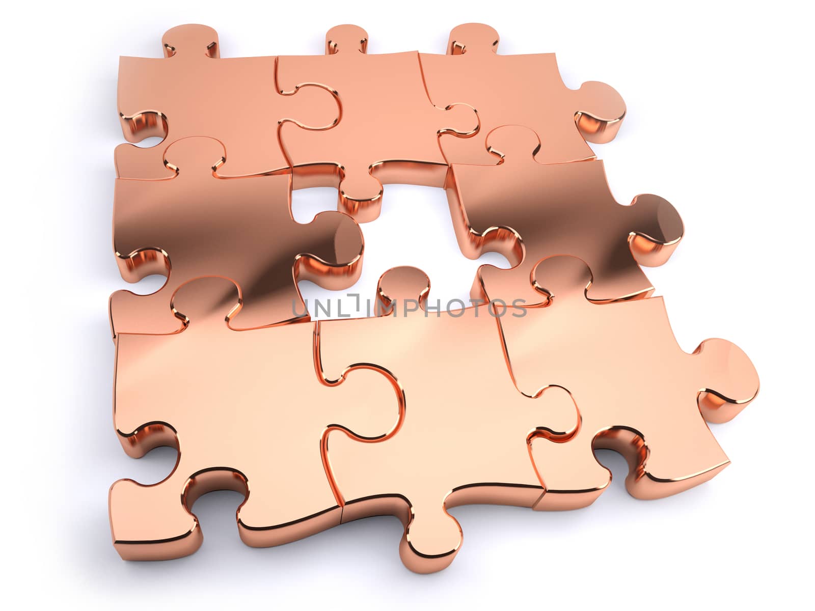 Copper jigsaw with piece missing