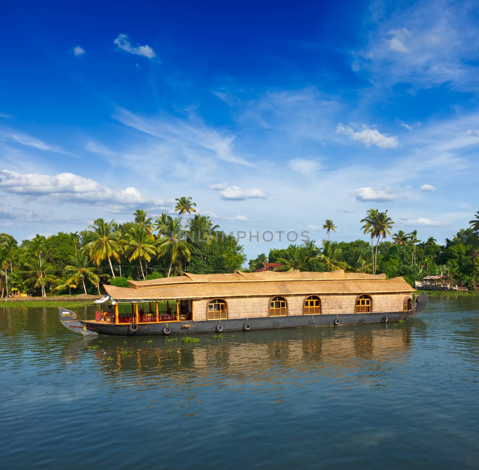 Houseboat on Kerala backwaters. Kerala, India