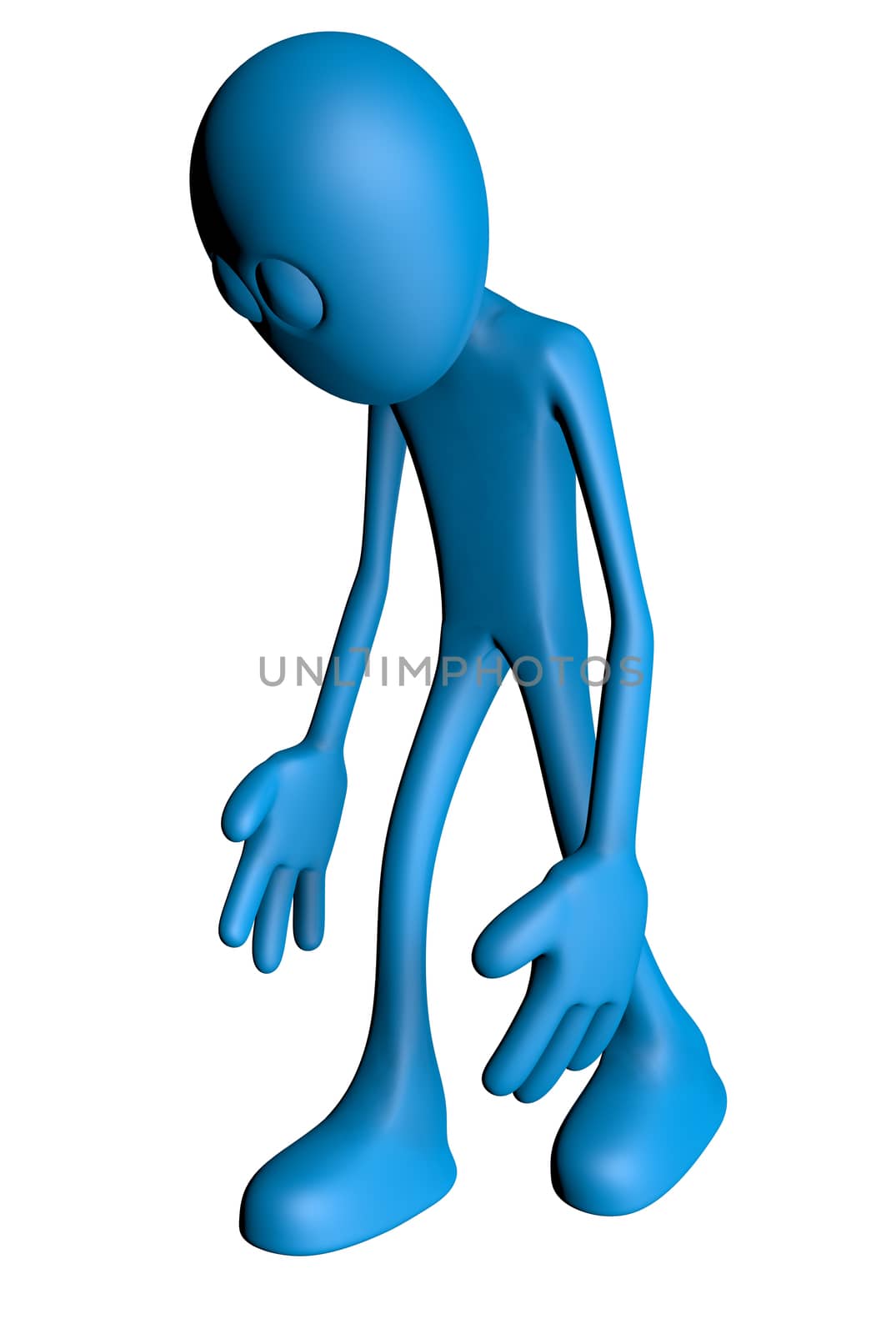 sad blue guy - 3d illustration