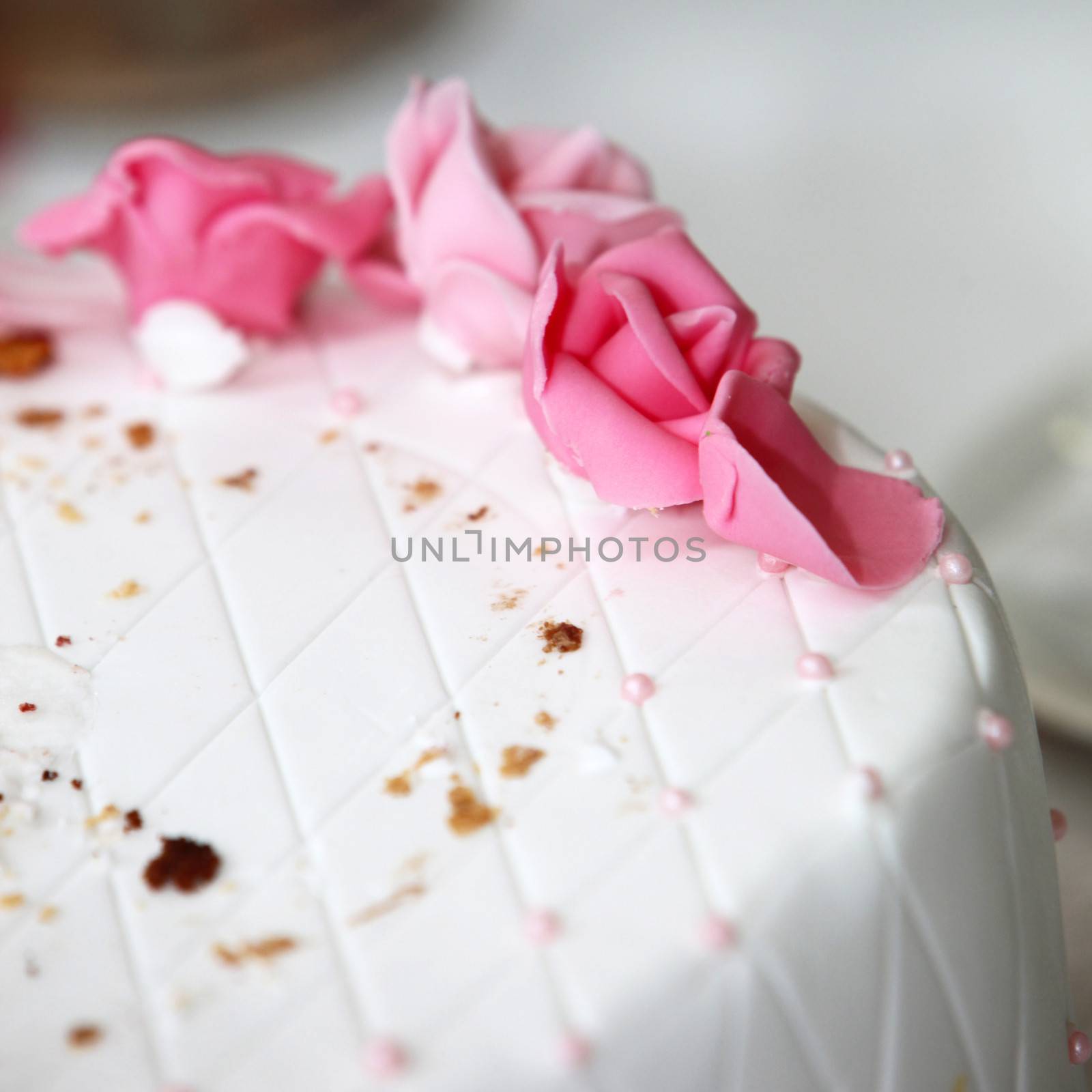 Pink icing roses on a wedding cake by Farina6000