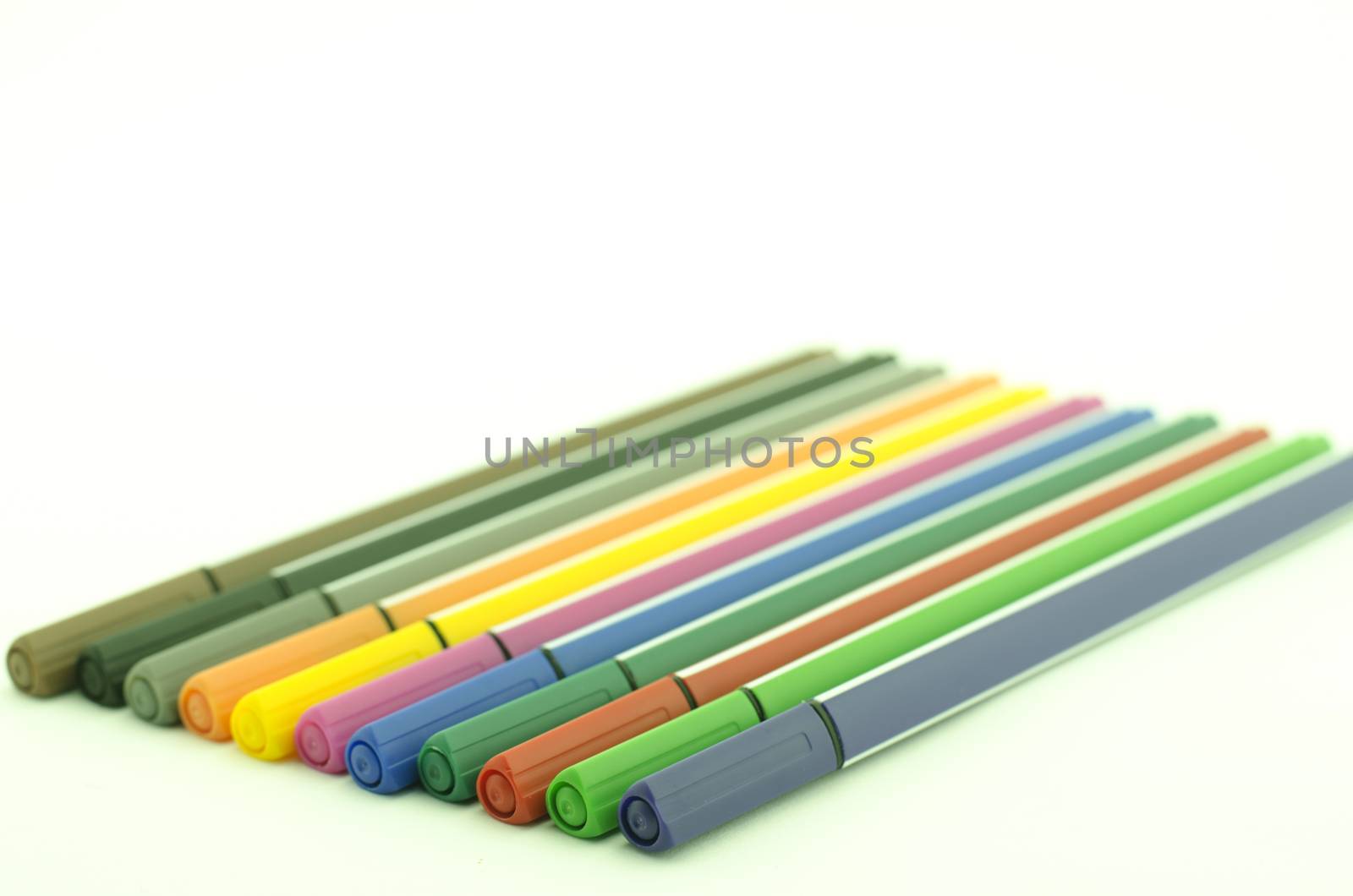 twelve colorful pen isolated on white background