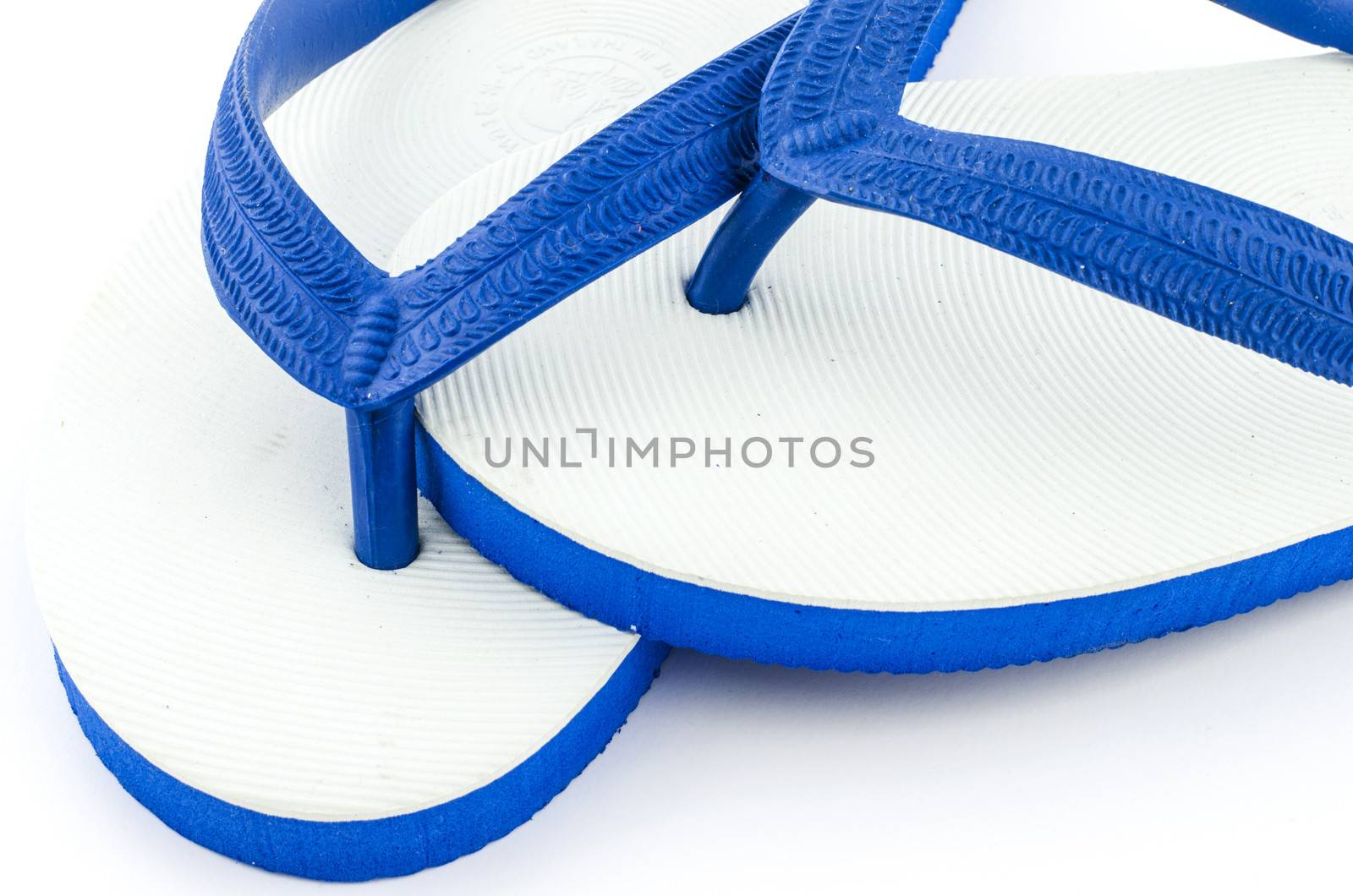 white blue Slippers isolated on white background