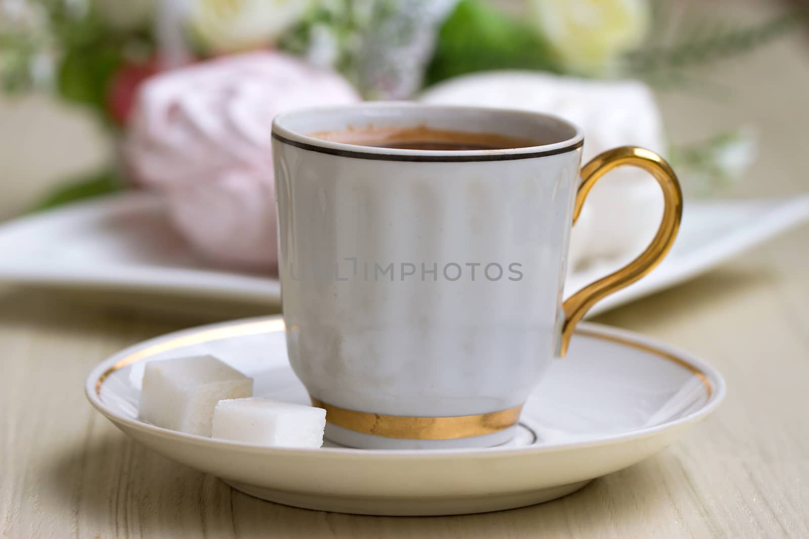 zephyr on a plate with flower, closeup