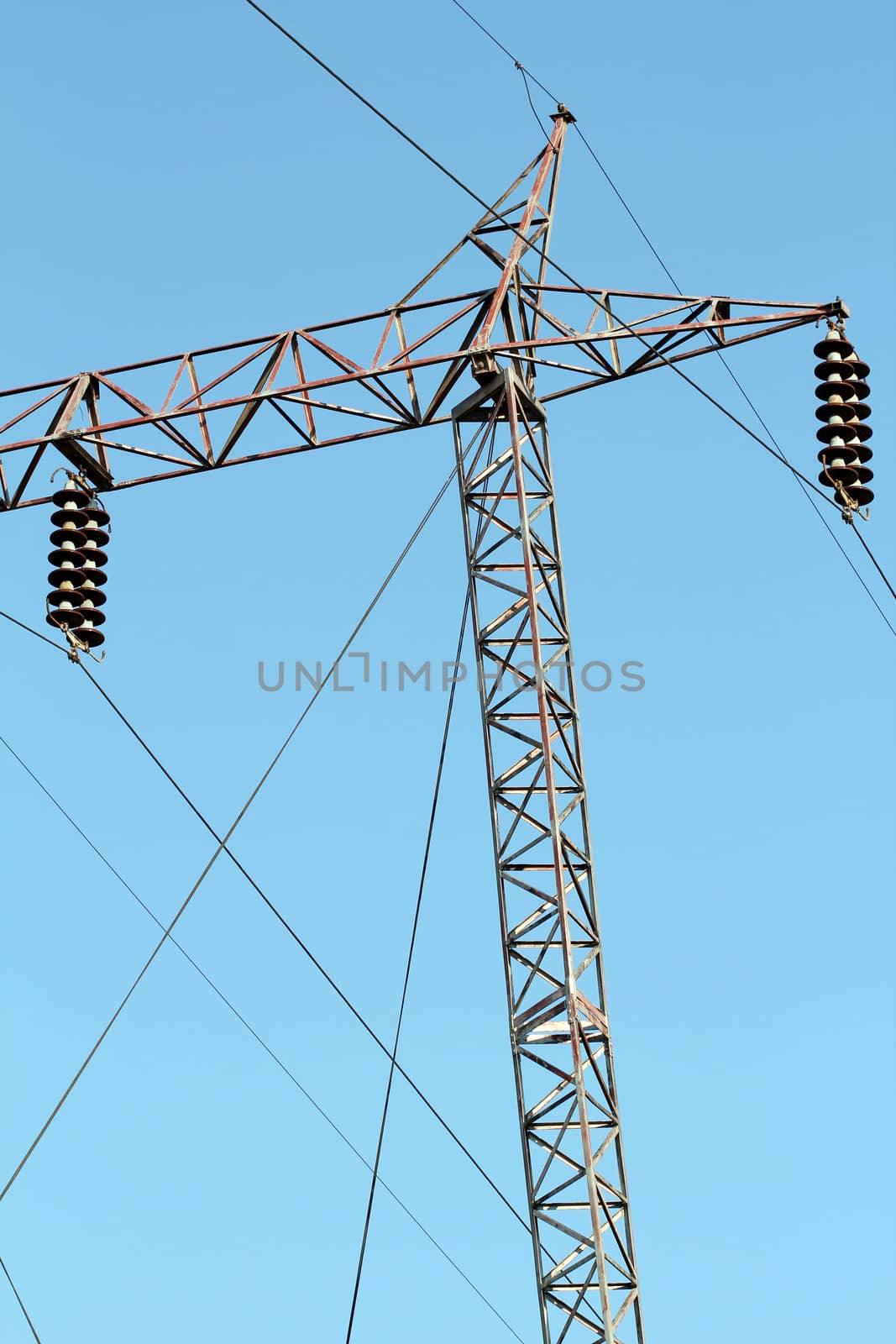 high voltage electric pylon and cables