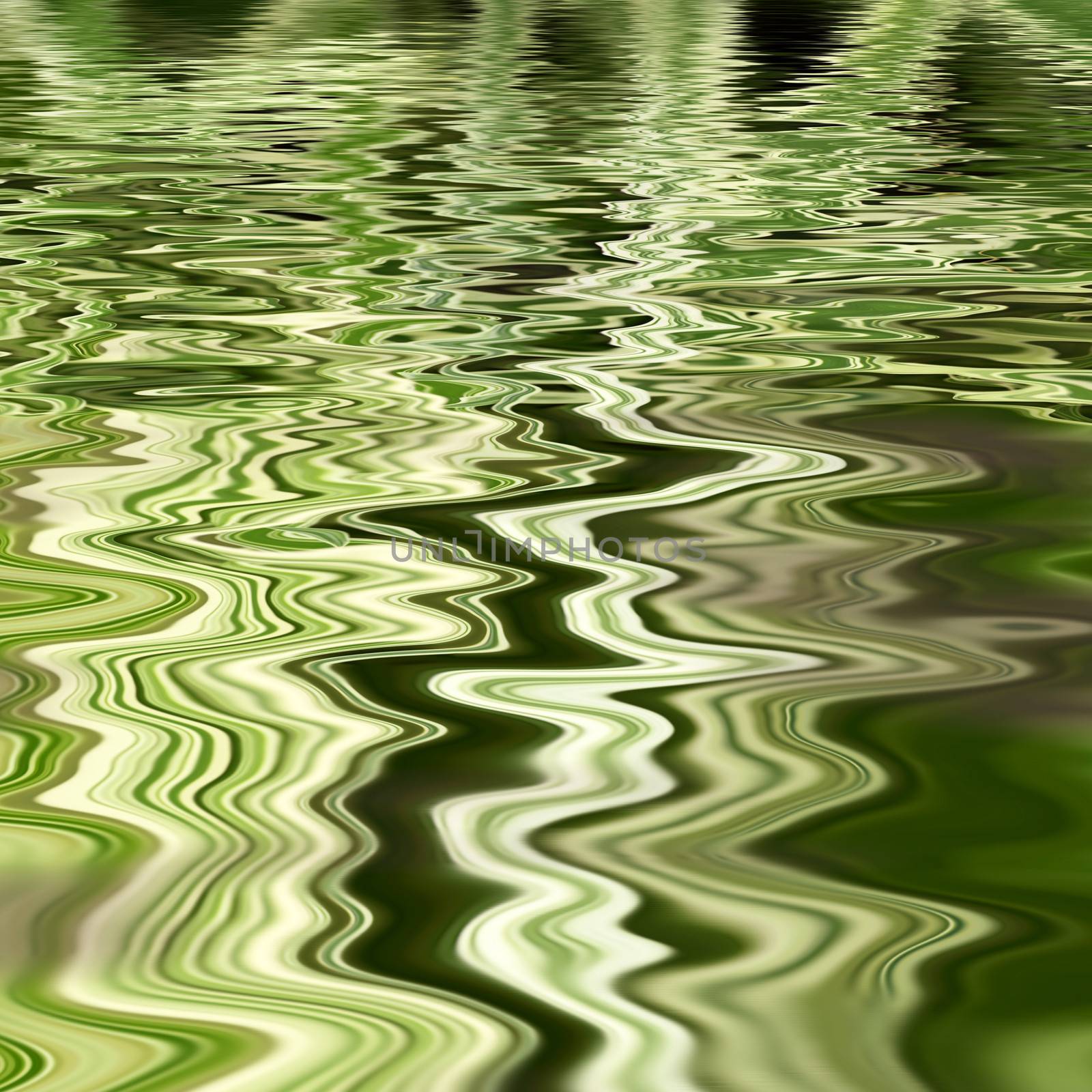 Rippling green reflections on the surface of water forming dynamic flowing zig-zag patterns for s fresh pure backgorund conceptual of health and wellbeing