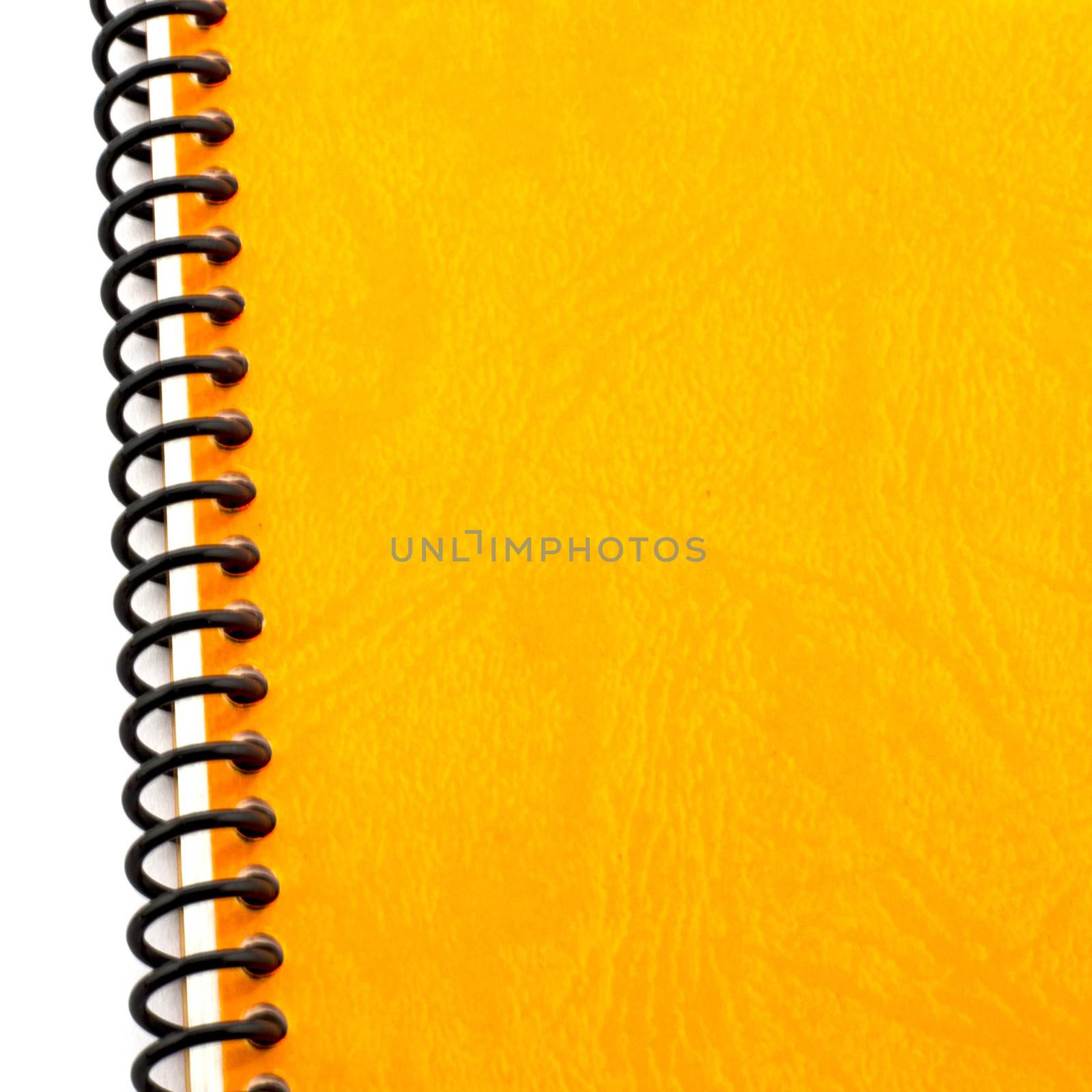 orange notebook texture isolated on white background