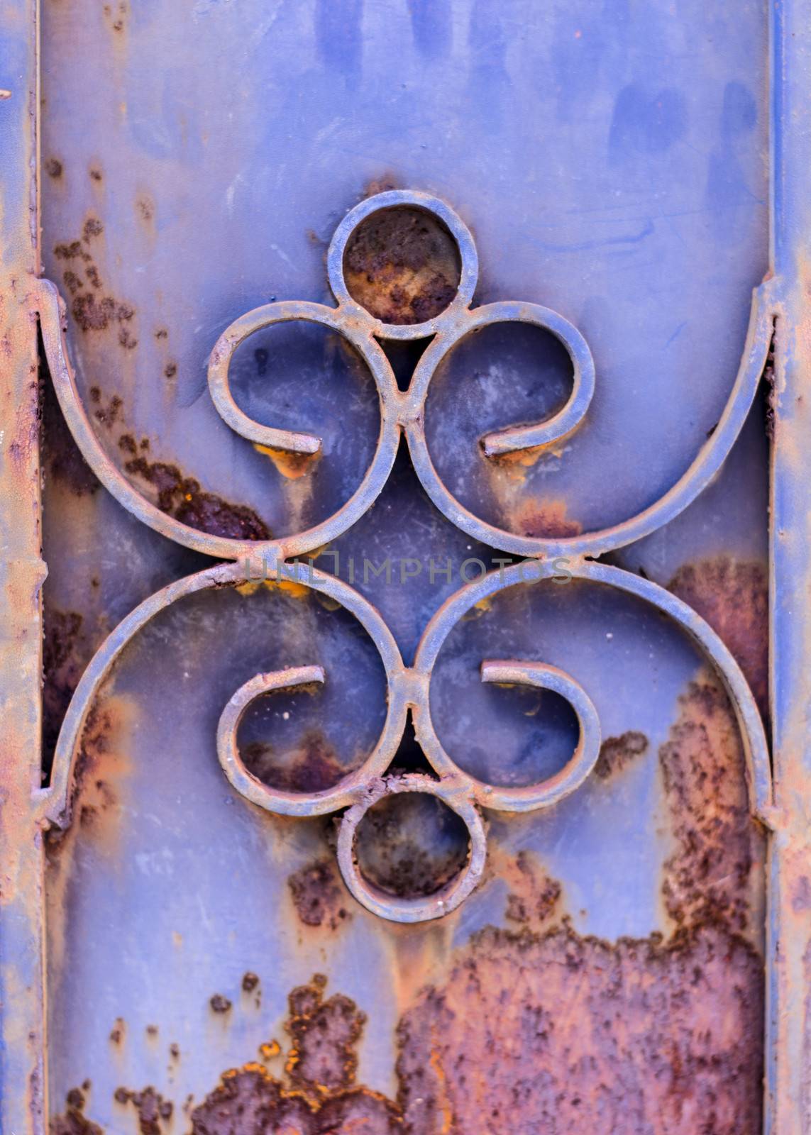 very old rust door blue color background texture