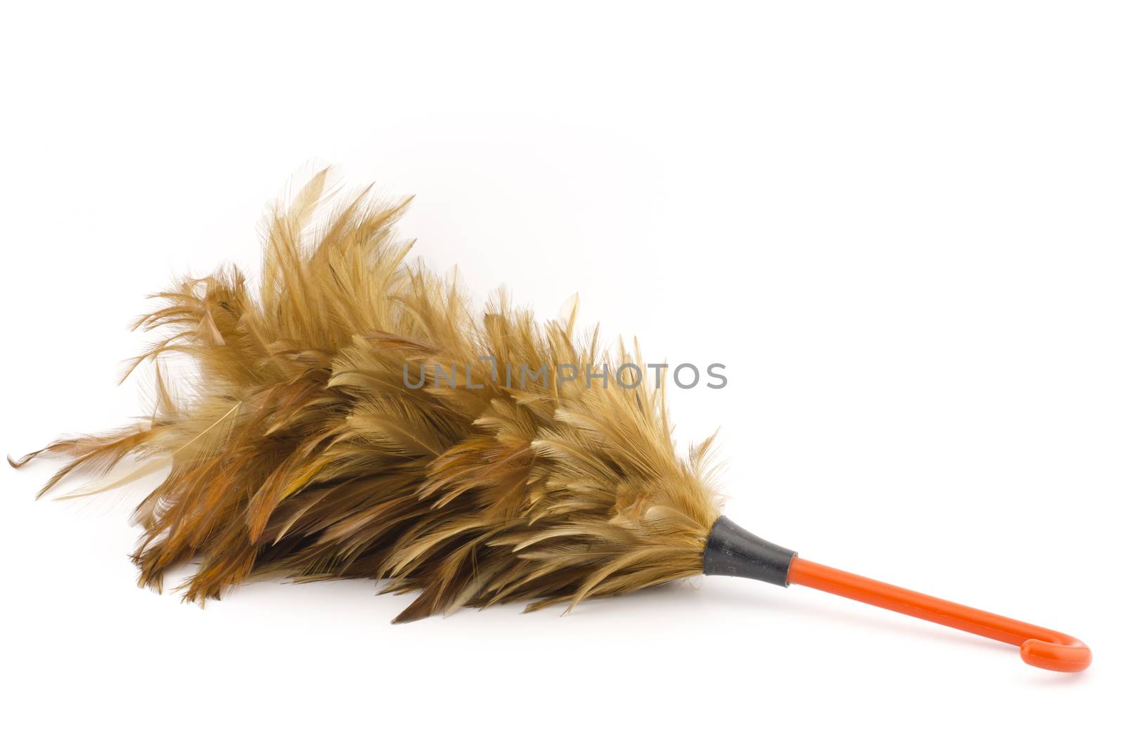 Feather broom for cleaning isolated on white background
