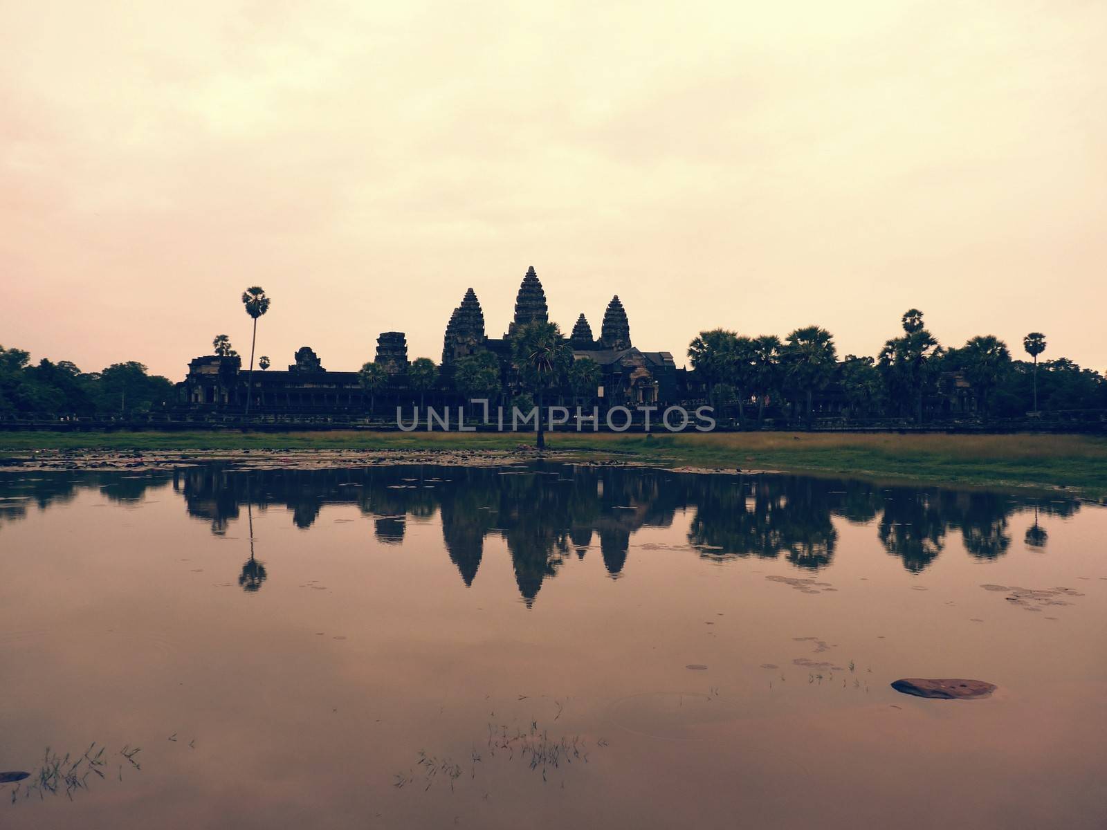Sunset in Angkor Wat temple in Siem Reap, Cambodia