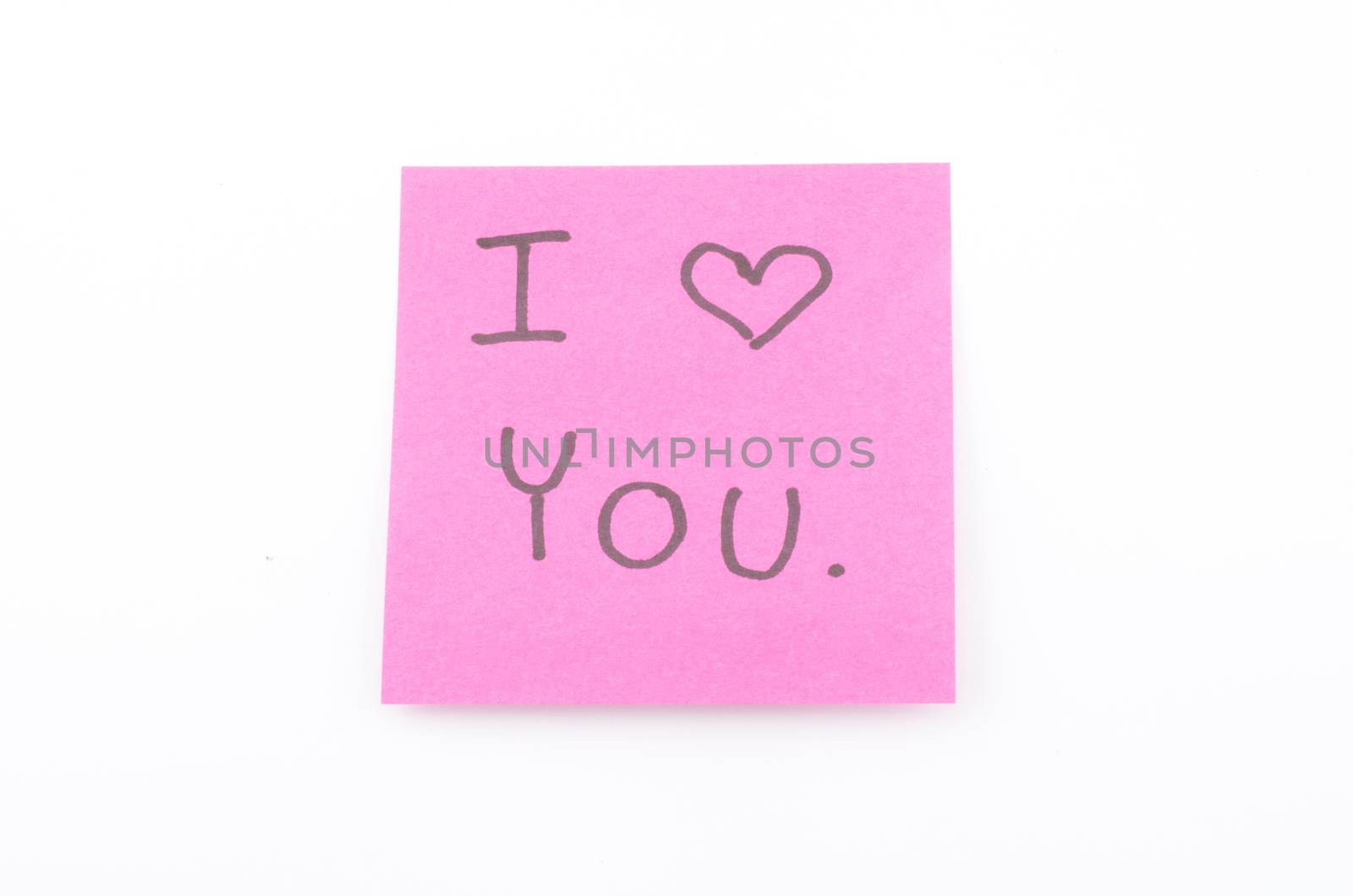 I love you on post it isolated on white background