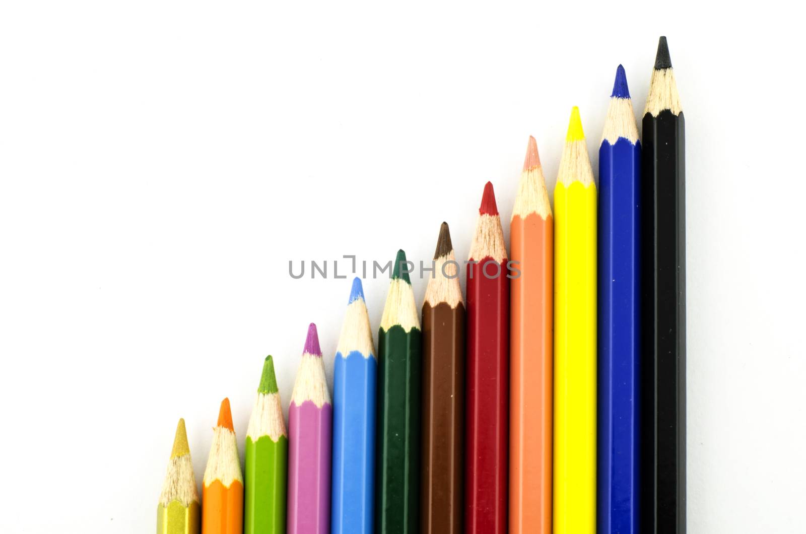 graph colorful pencil isolate with white background