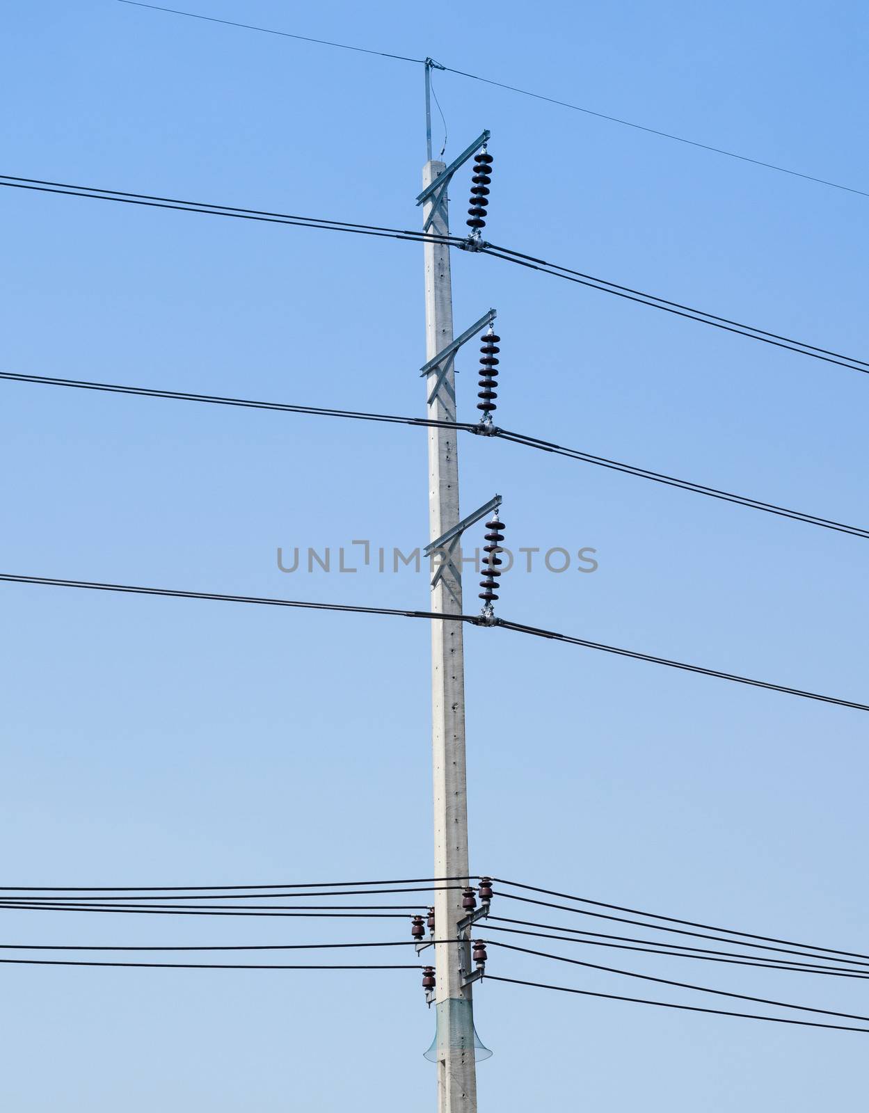 Electricity post on blue sky