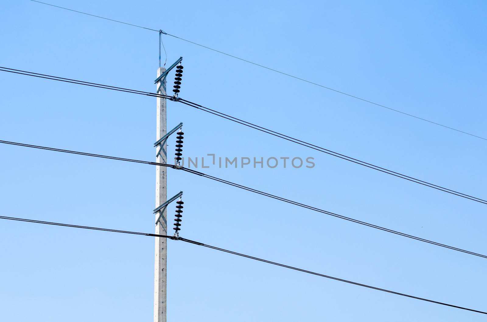 Electricity post on blue sky