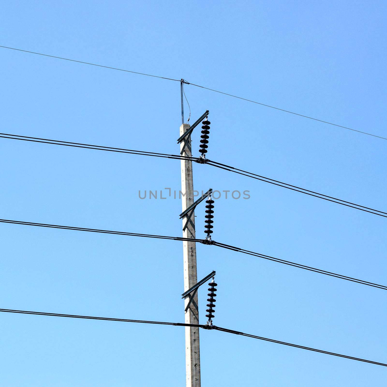 Electricity post on blue sky by ammza12