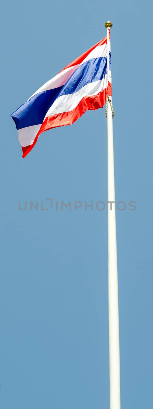 Thai National flag and bule sky background